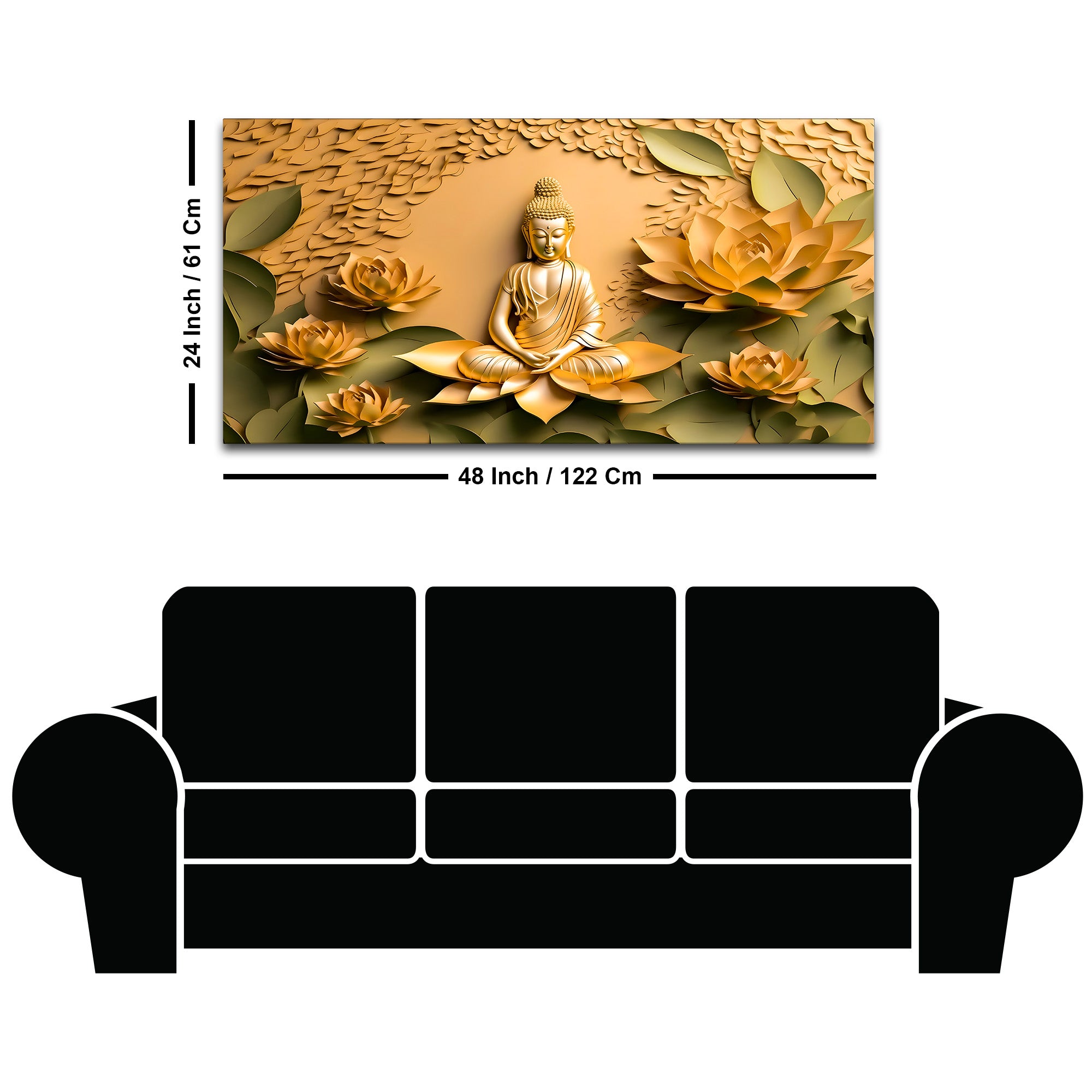 Peaceful Buddha Canvas Wall Painting for Living Room Decor