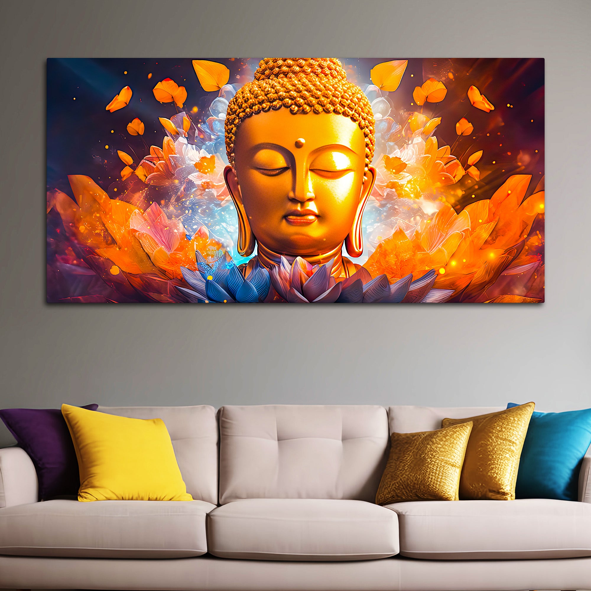 Peaceful Buddha Face Canvas Wall Painting for Decoration