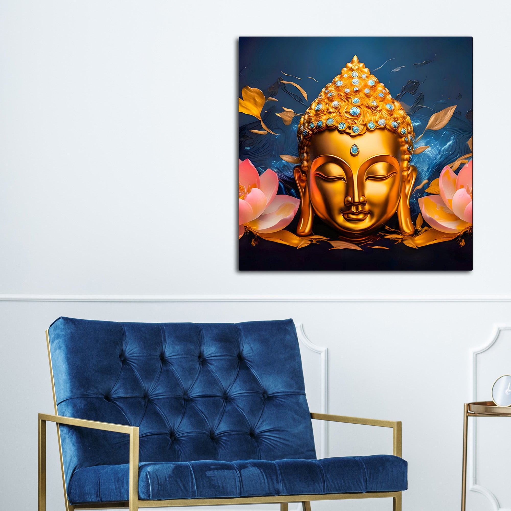 Peaceful Buddha Floral Canvas Painting for Home
