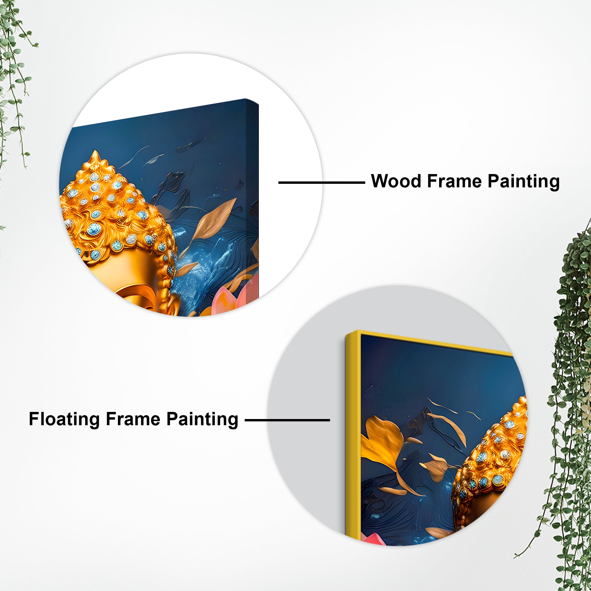 Peaceful Buddha Floral Canvas Painting for Home