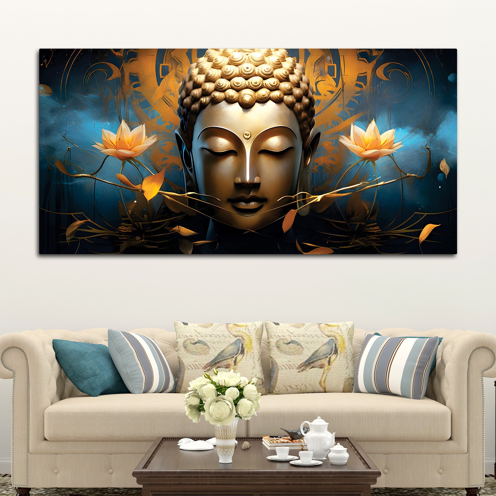 Peaceful Buddha Painting for Wall Decoration Ideas