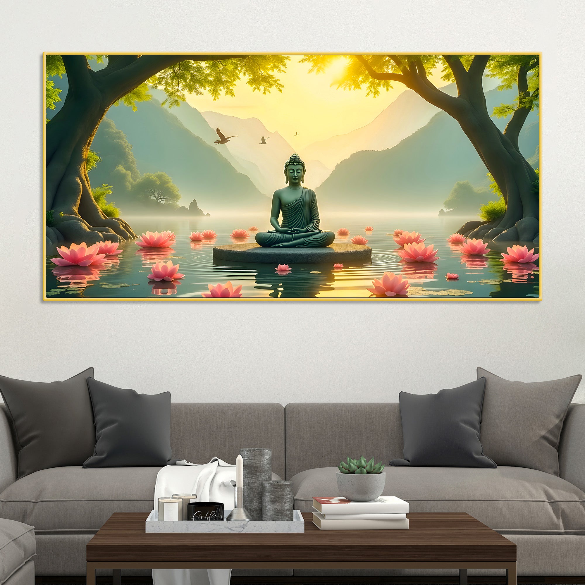 Peaceful Gautam Buddha Wall Painting on Canvas