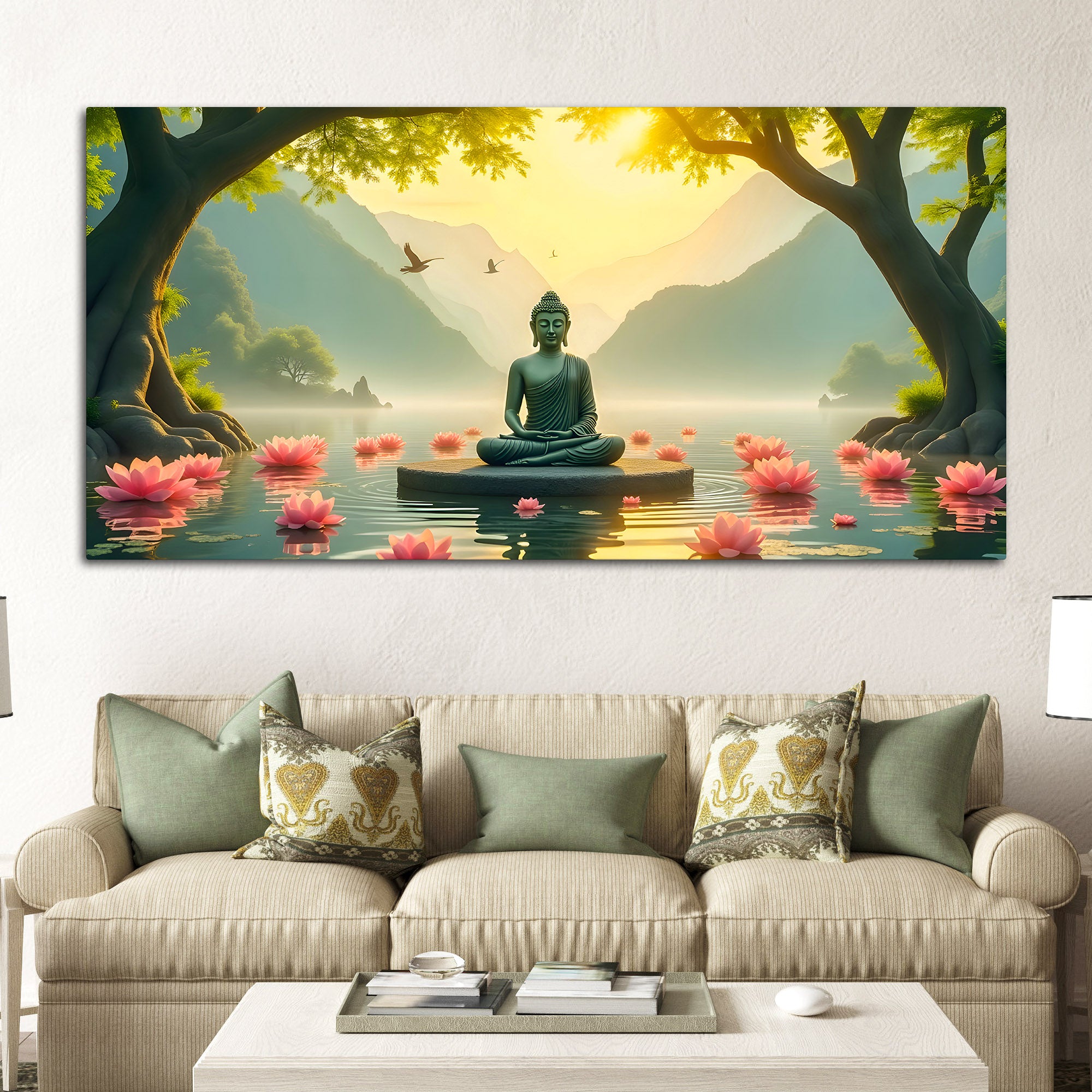 Peaceful Gautam Buddha Wall Painting on Canvas