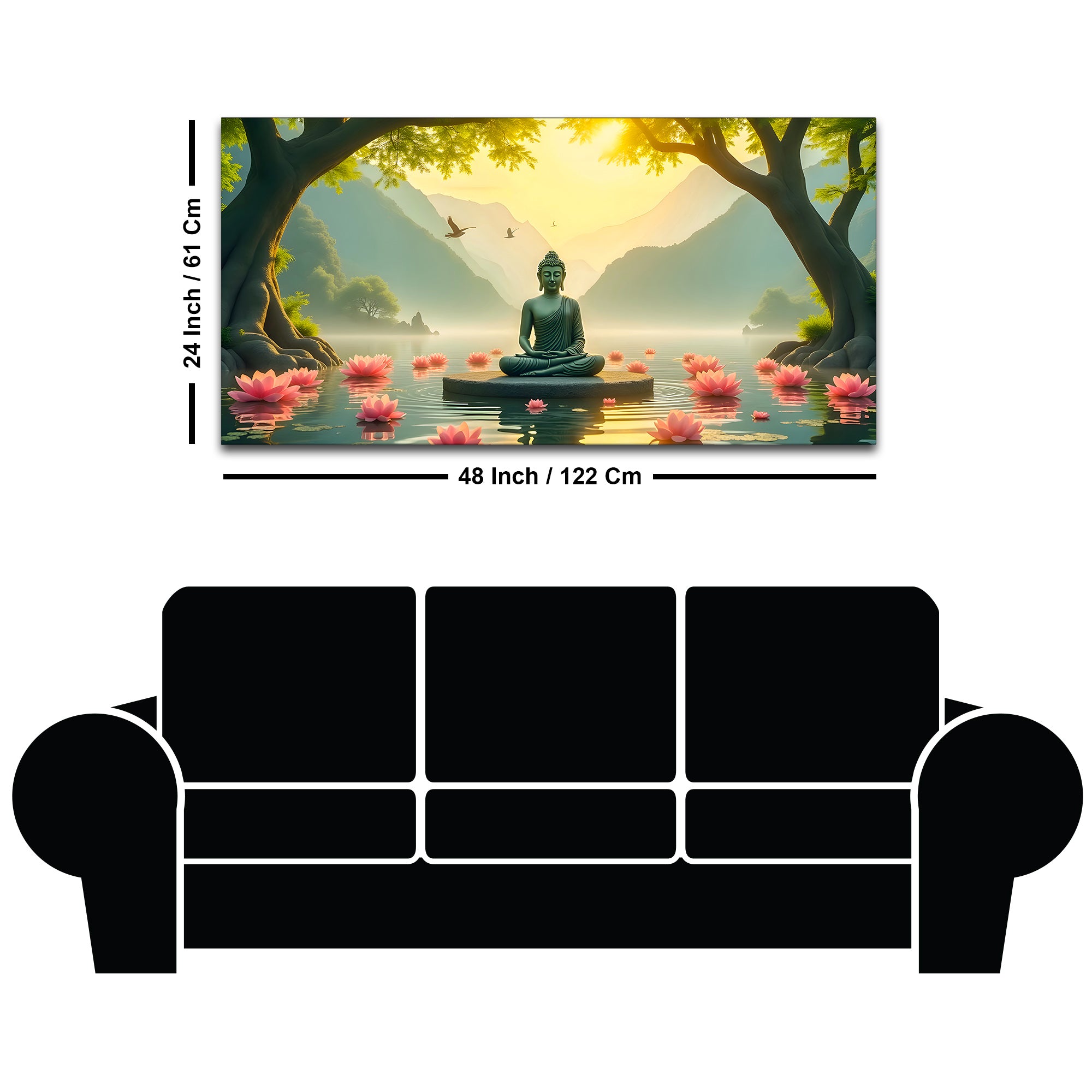 Peaceful Gautam Buddha Wall Painting on Canvas