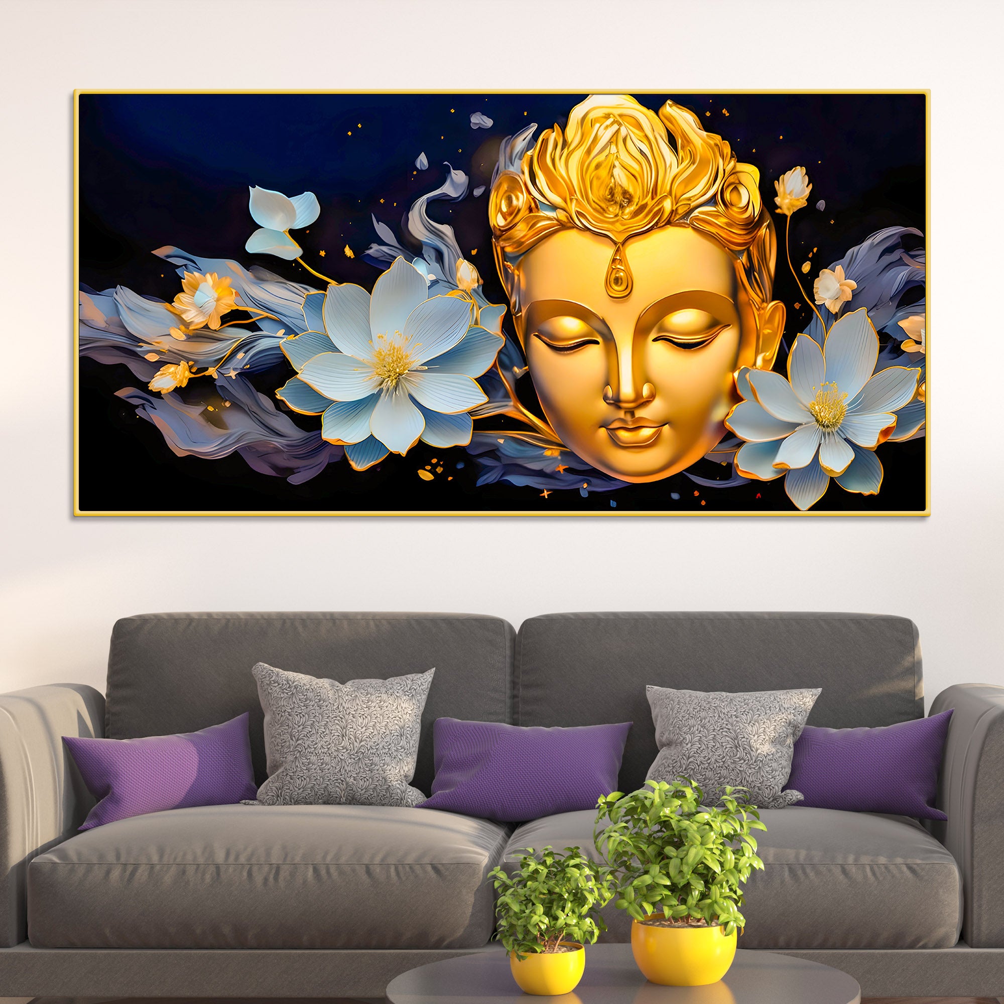 Peaceful Lord Buddha Canvas Painting for Modern Home