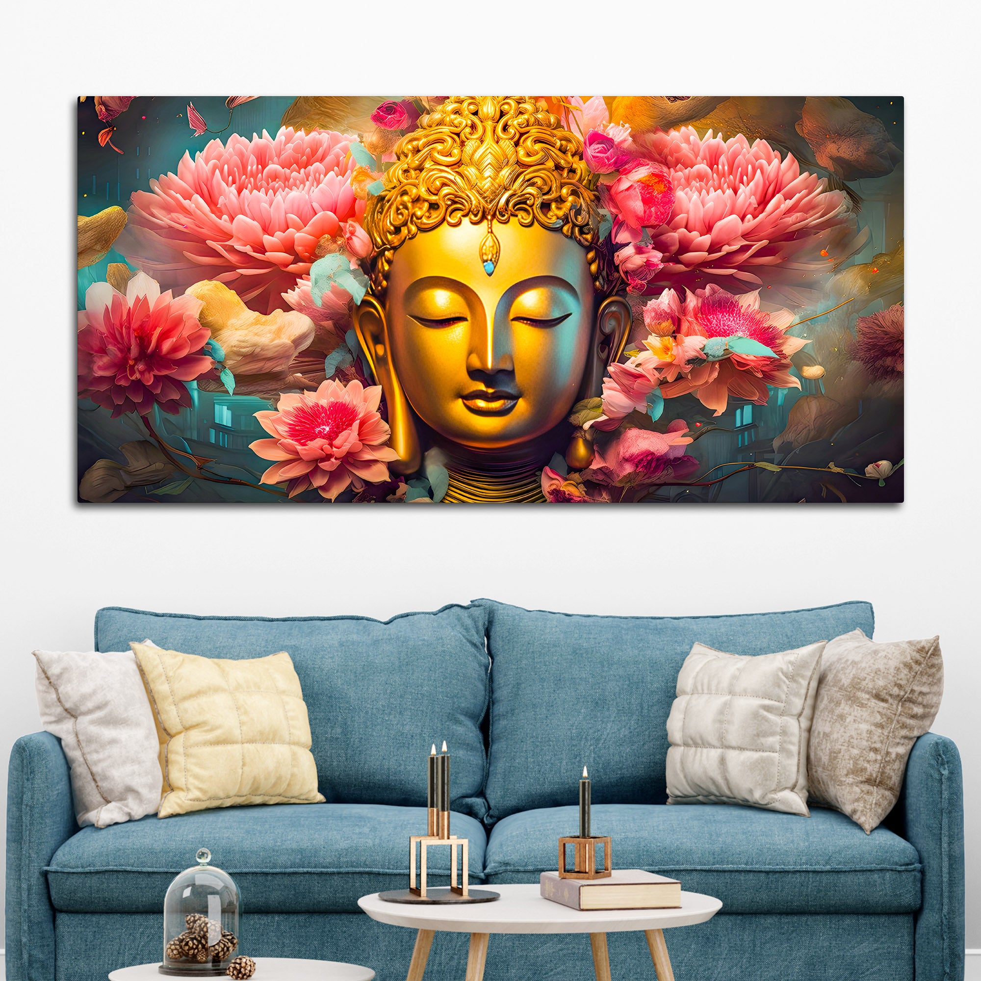 Peaceful Lord Buddha Wall Painting for Spiritual Home Decor