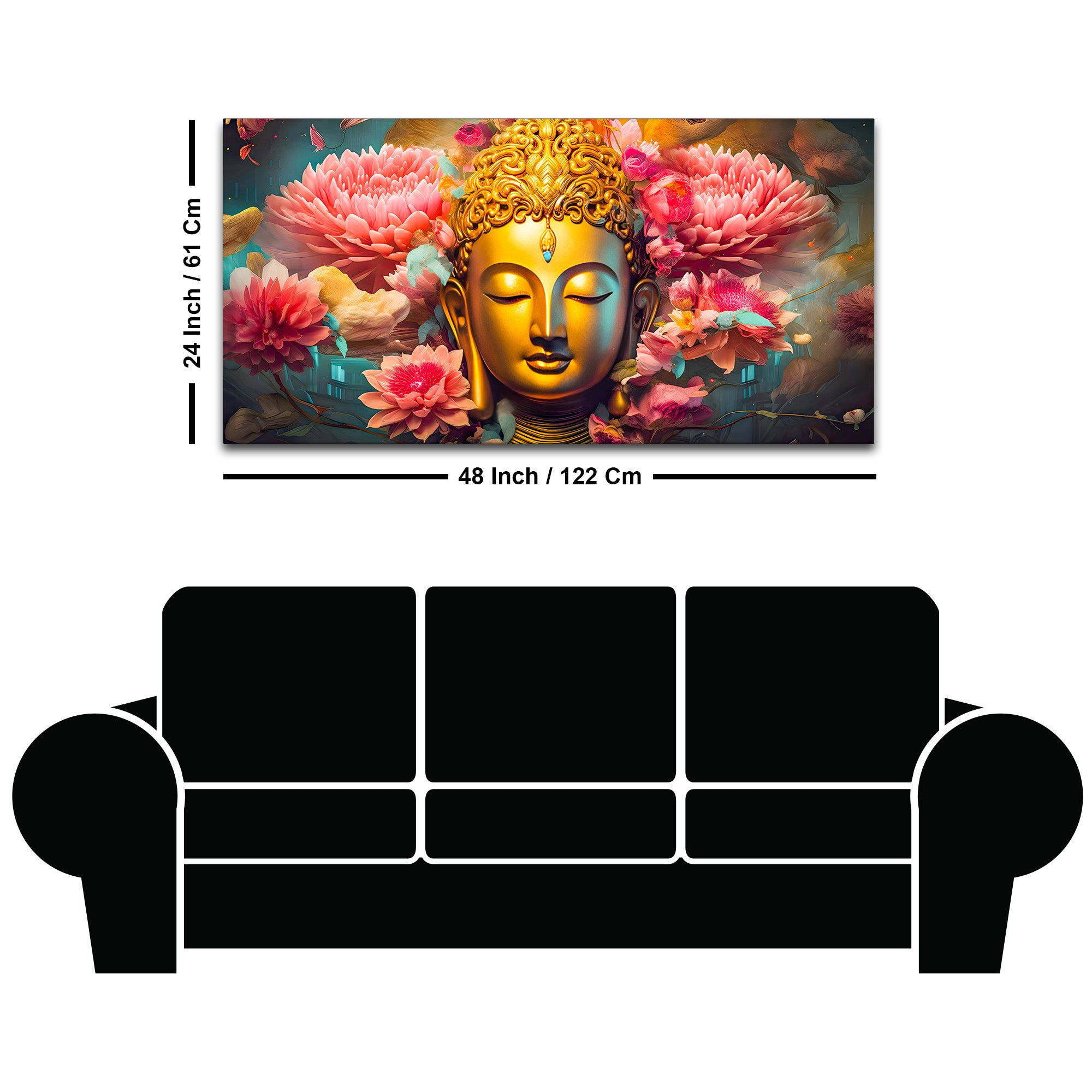 Peaceful Lord Buddha Wall Painting for Spiritual Home Decor