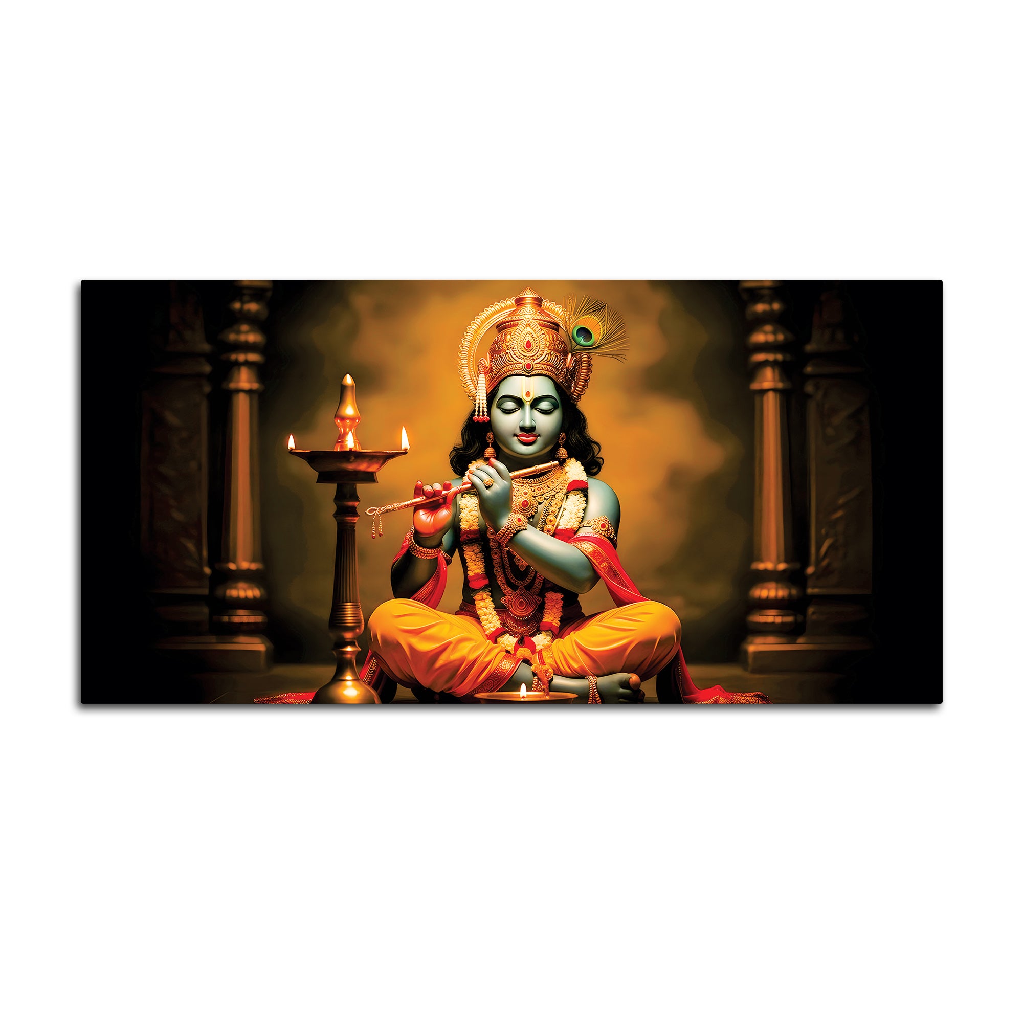 Peaceful Lord Krishna Canvas Painting for Home Decoration