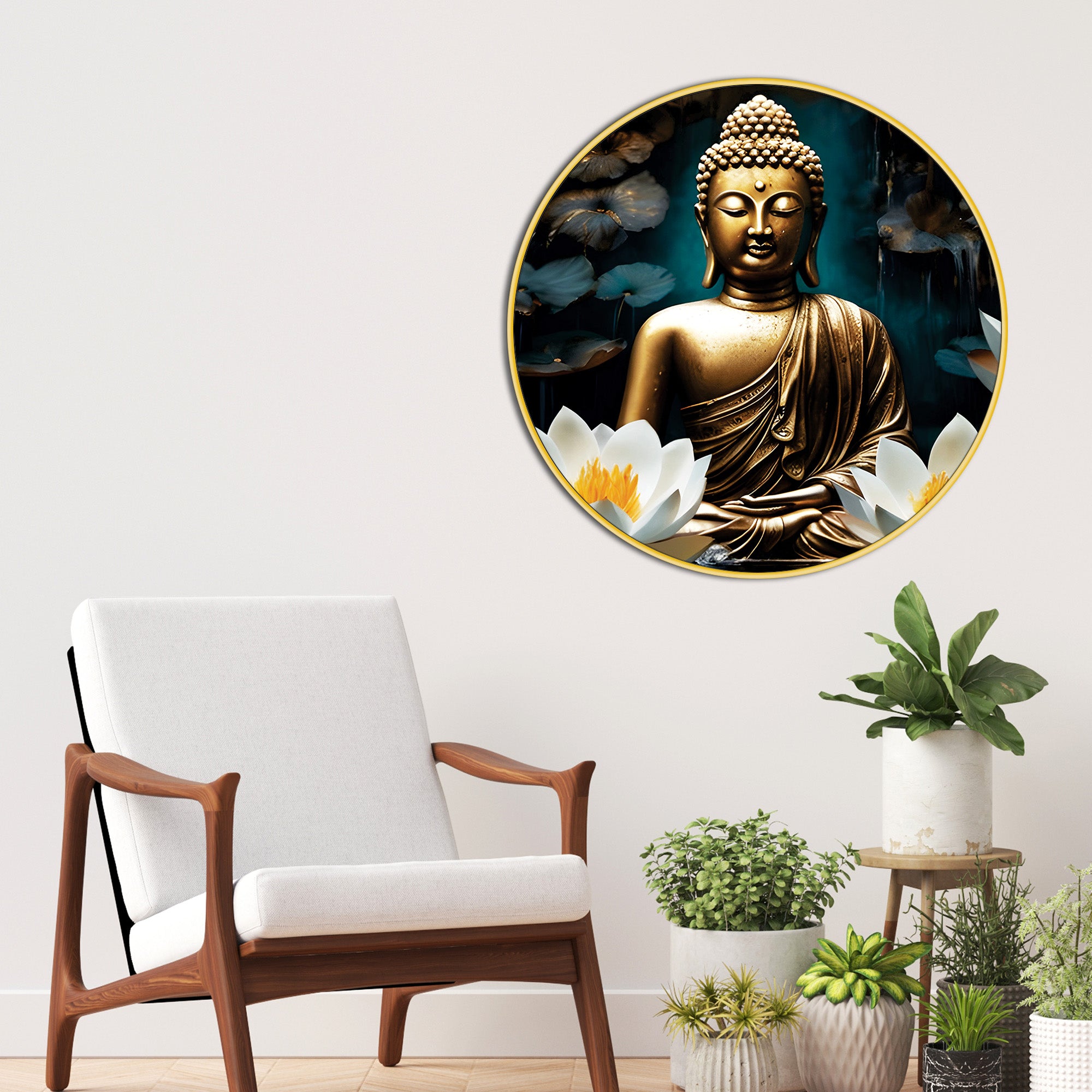 Peaceful Spiritual Buddha Wall Painting