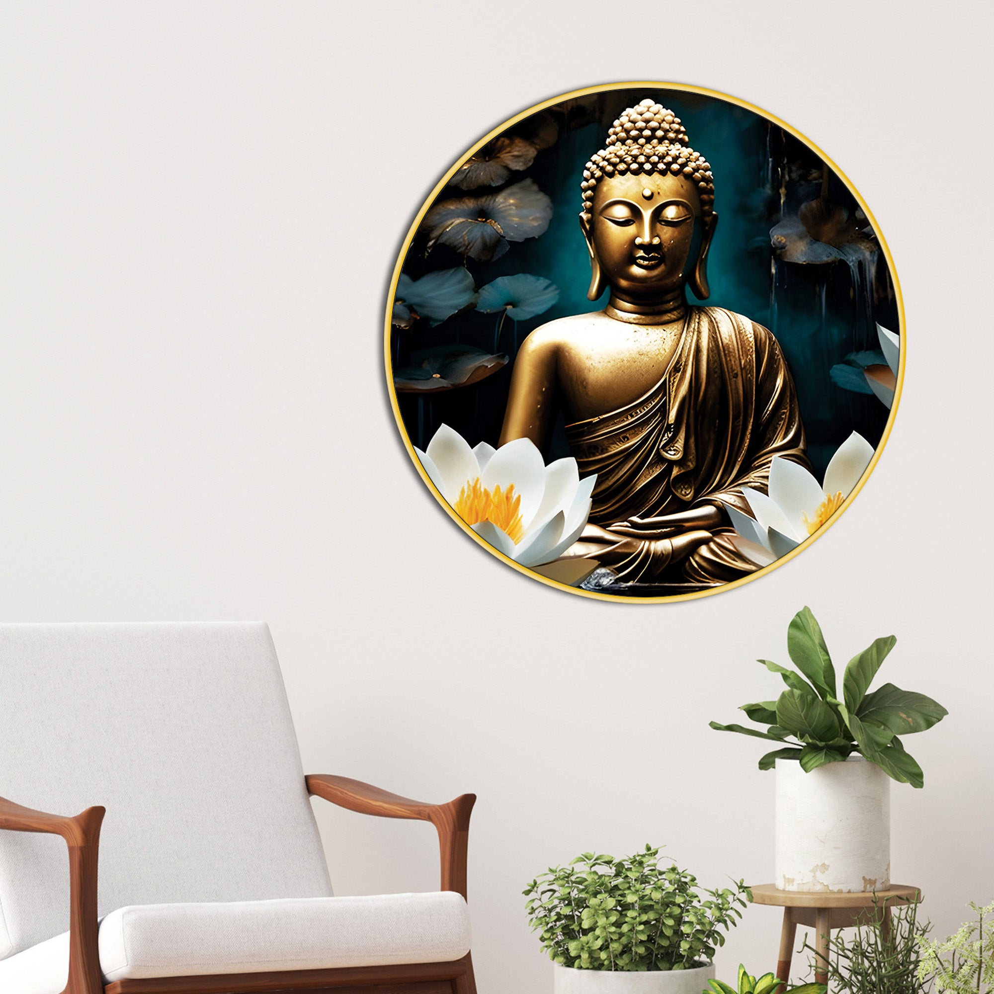 Peaceful Spiritual Buddha Wall Painting