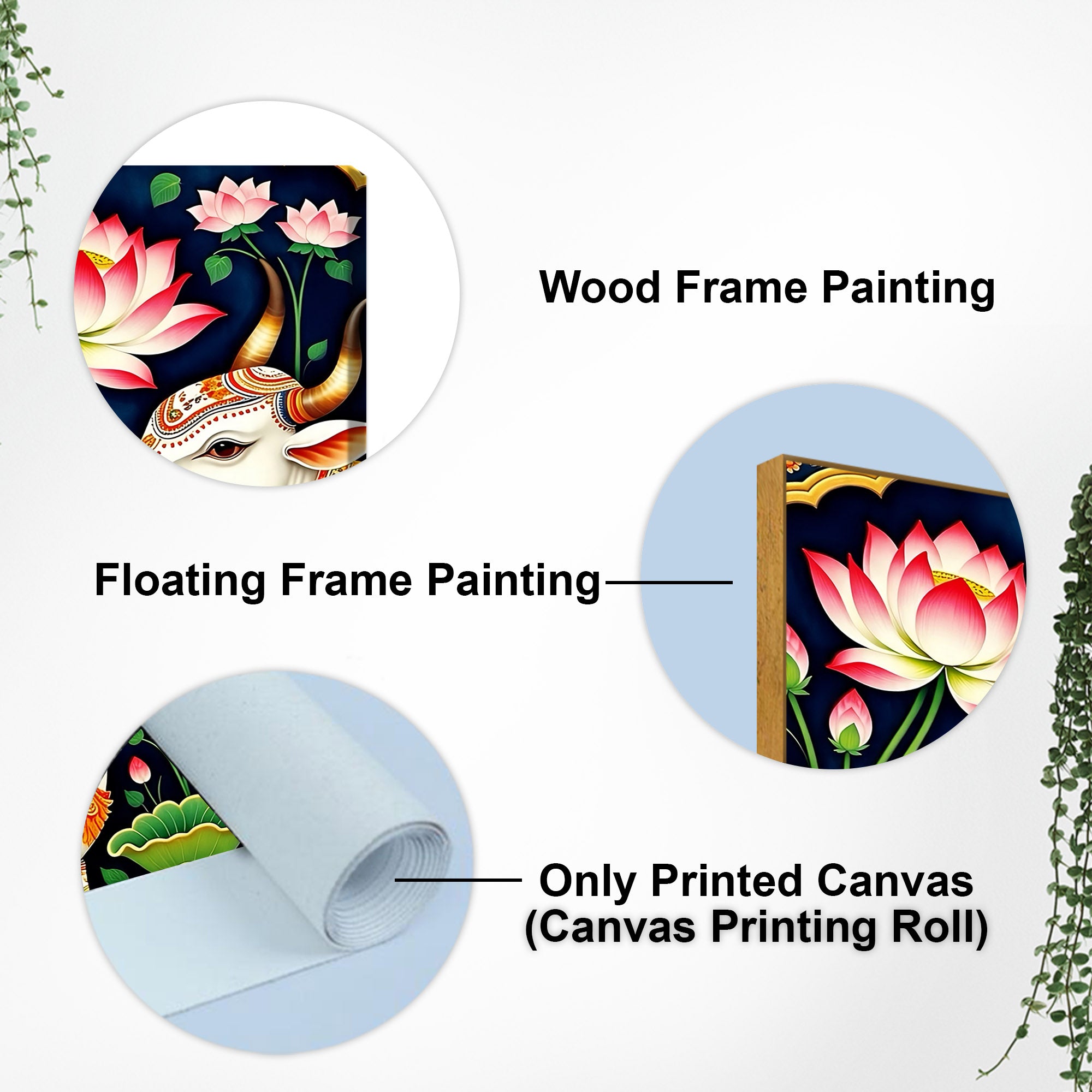 Pichwai Gau Mata Cow & Calf Canvas Wall Painting | Traditional Indian Cow Painting for Home