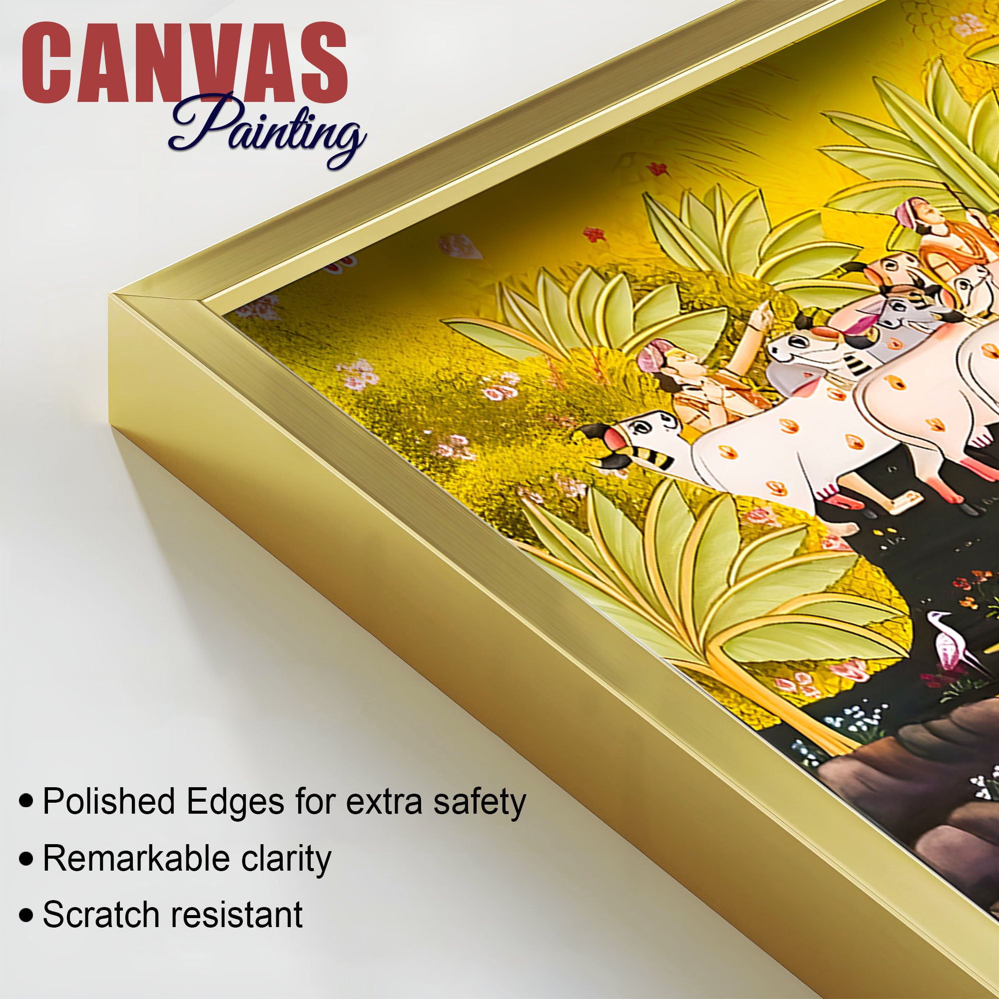 Pichwai Krishna with Sacred Cows Canvas Painting | Traditional Indian Wall Art