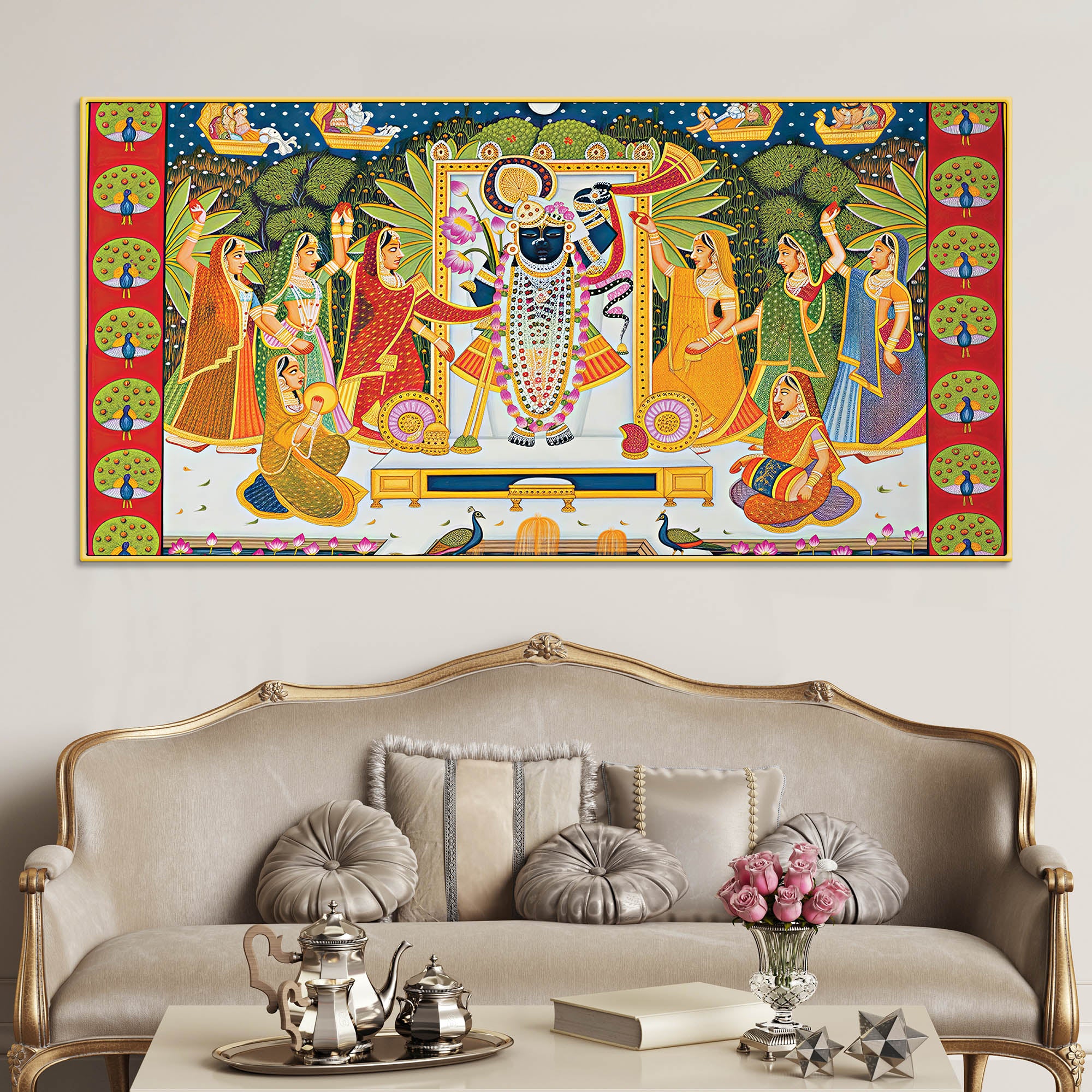 Pichwai Shreenathji Krishna Canvas Wall Painting