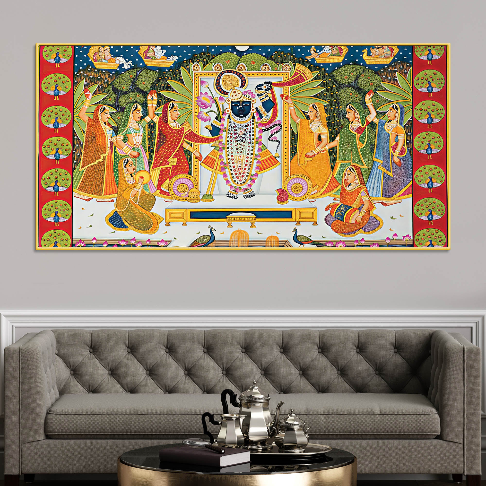 Pichwai Shreenathji Krishna Canvas Wall Painting