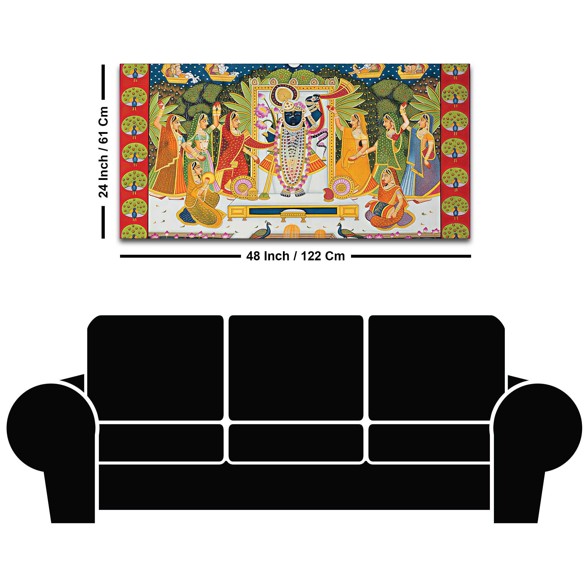 Pichwai Shreenathji Krishna Canvas Wall Painting