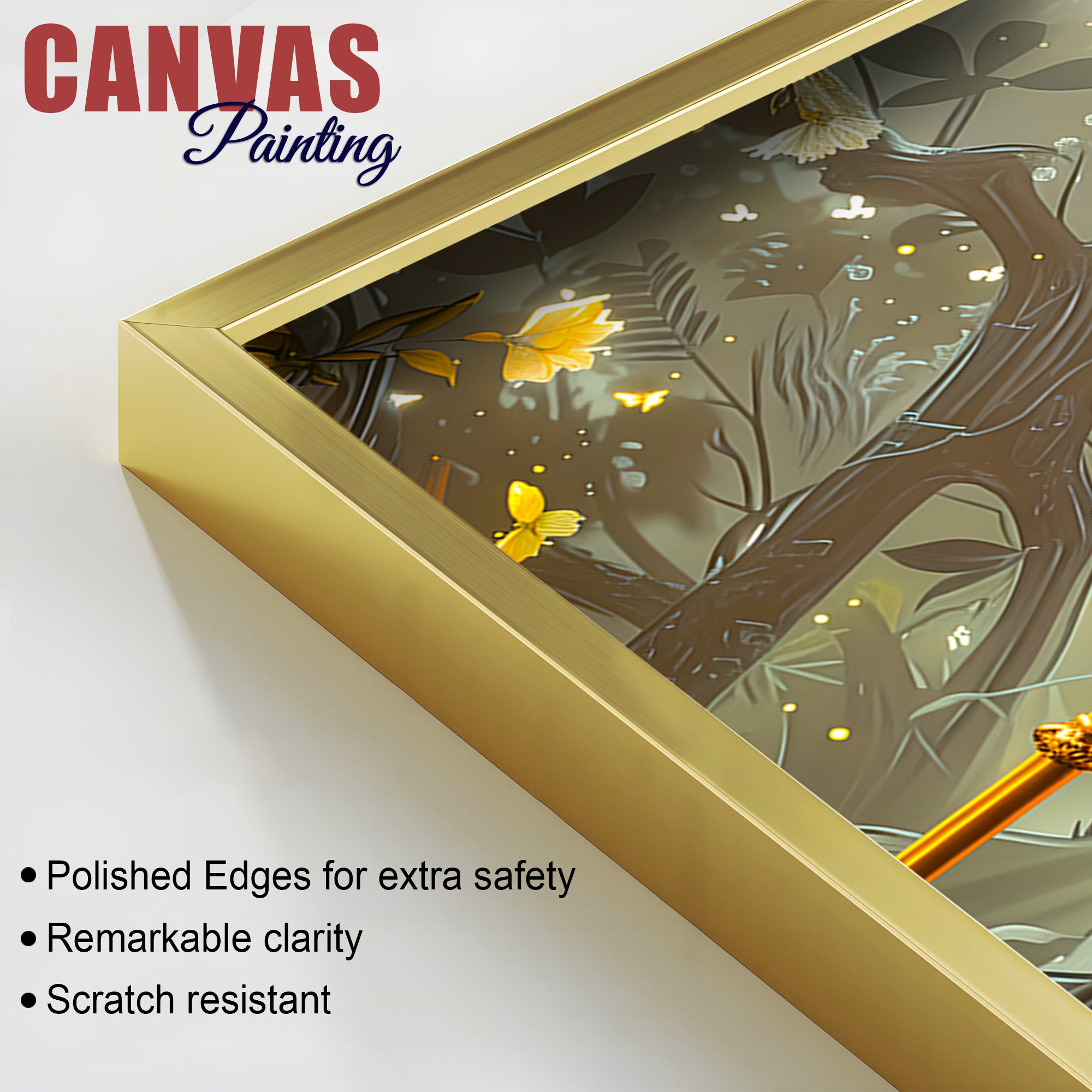 Pleasing Lord Shri Krishna Playing Flute Canvas Wall Painting for Home Temple & Office – Modern Spiritual Wall Decor