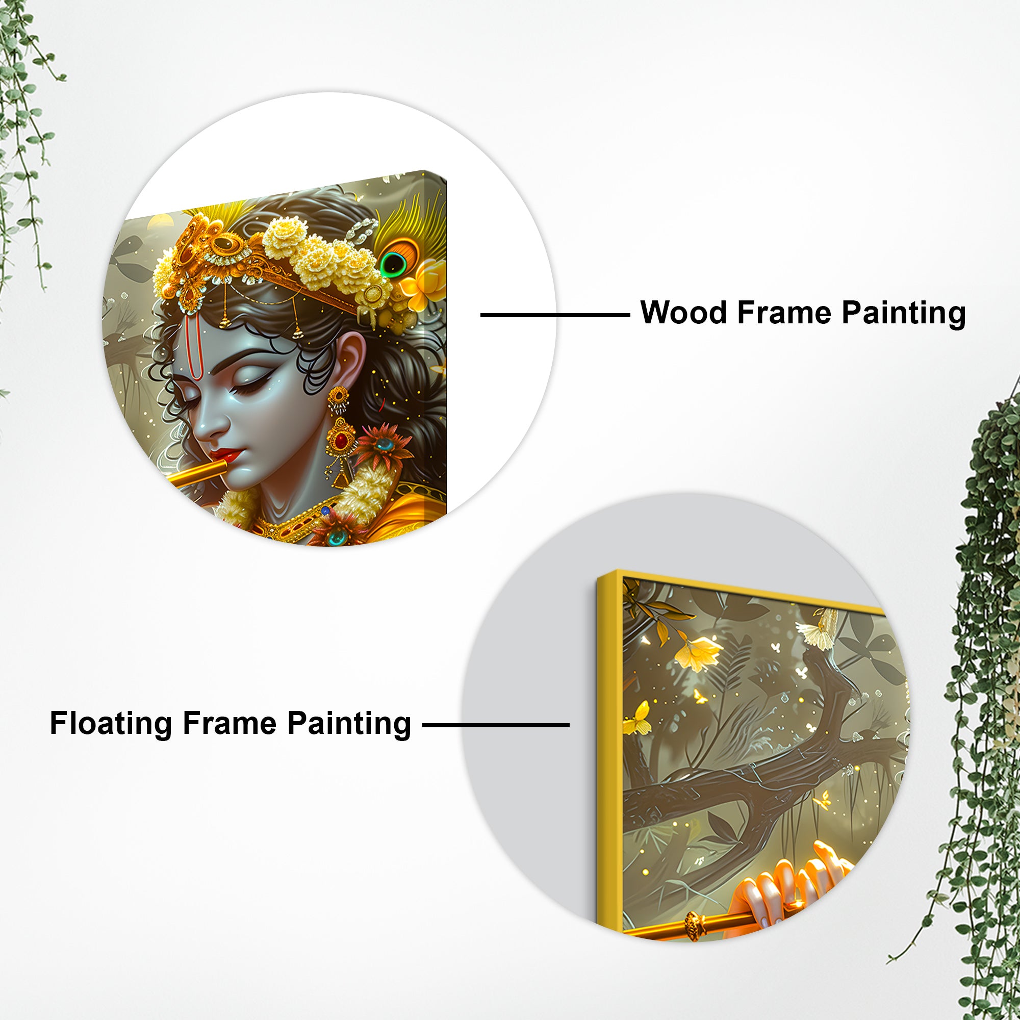 Pleasing Lord Shri Krishna Playing Flute Canvas Wall Painting for Home Temple & Office – Modern Spiritual Wall Decor