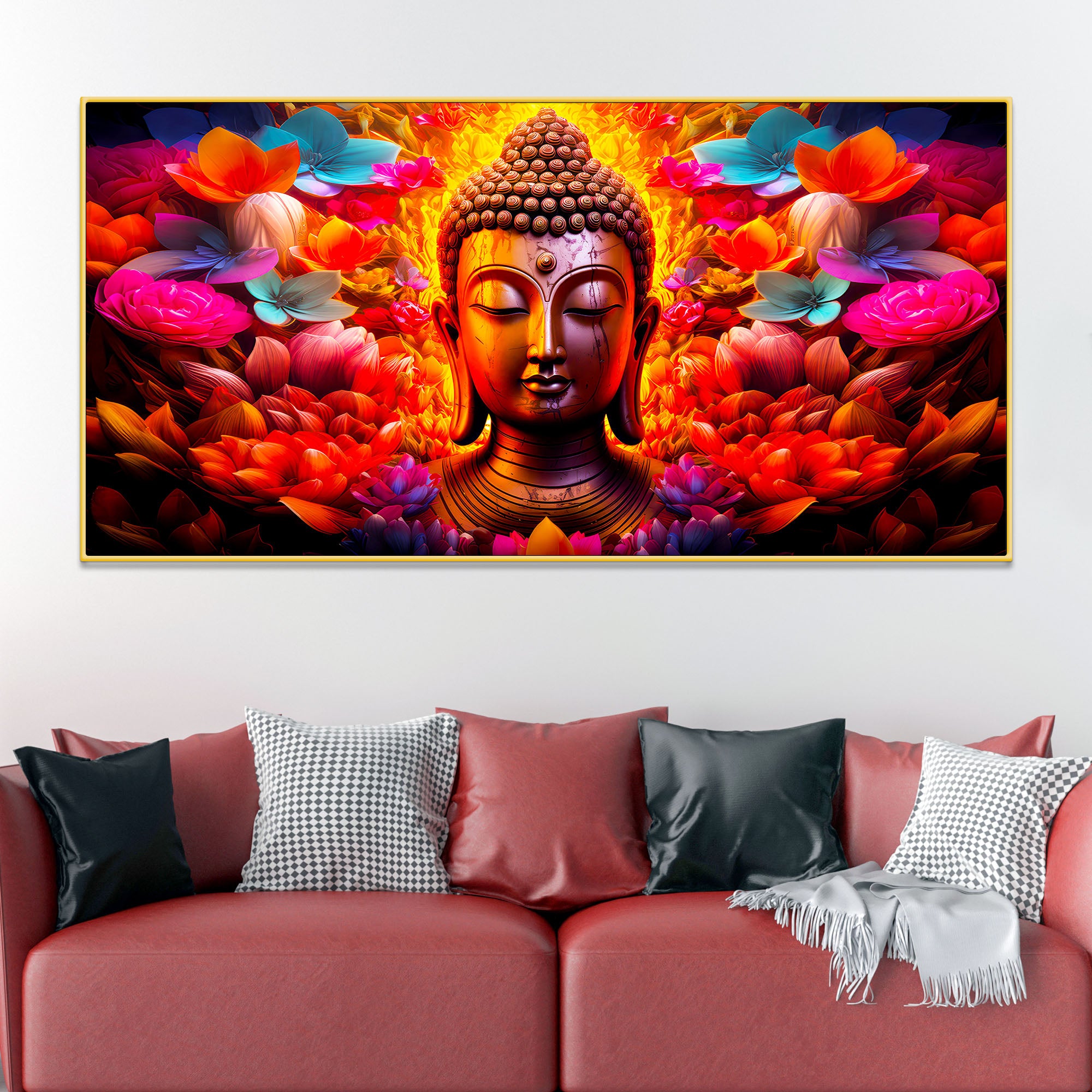 Positive Energy Buddha Wall Painting for Modern Home Interior