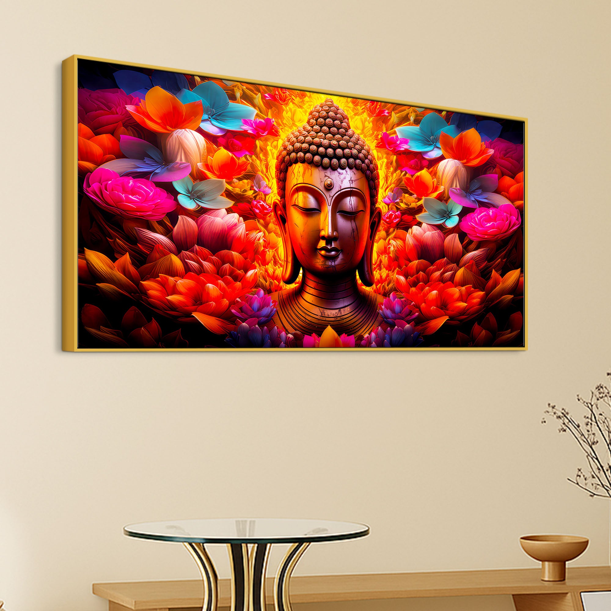 Positive Energy Buddha Wall Painting for Modern Home Interior