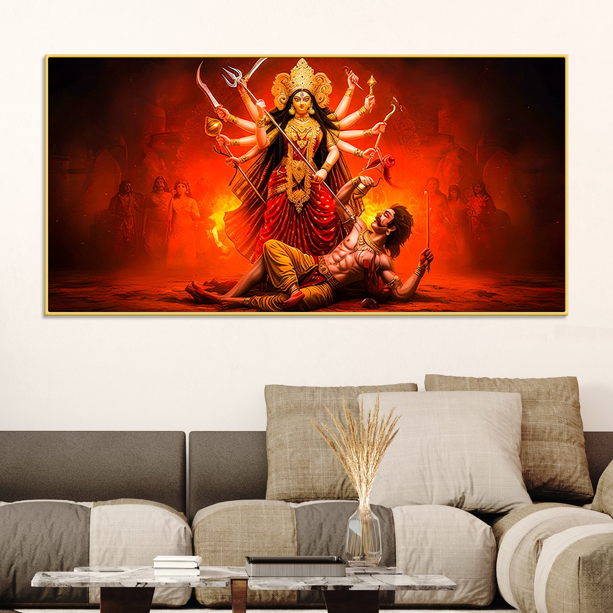 Powerful Goddess Durga Wall Canvas Painting
