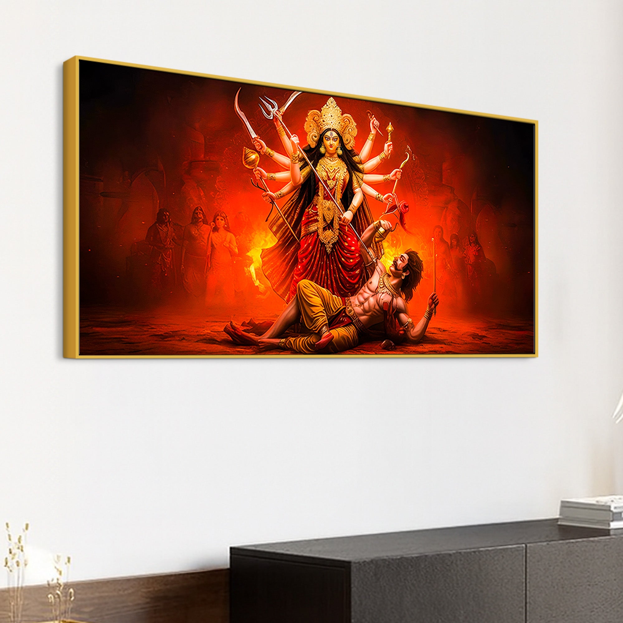 Powerful Goddess Durga Wall Canvas Painting