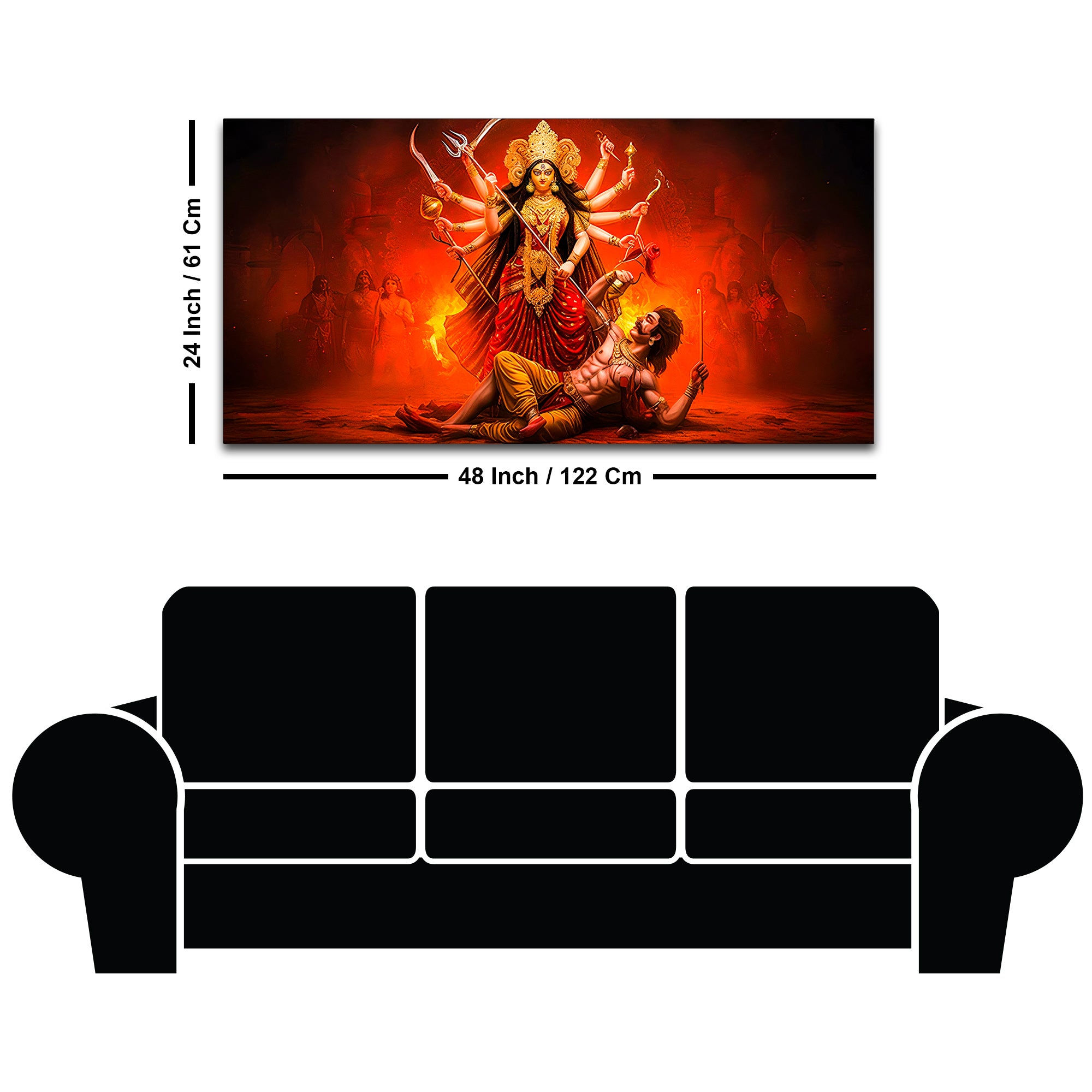 Powerful Goddess Durga Wall Canvas Painting