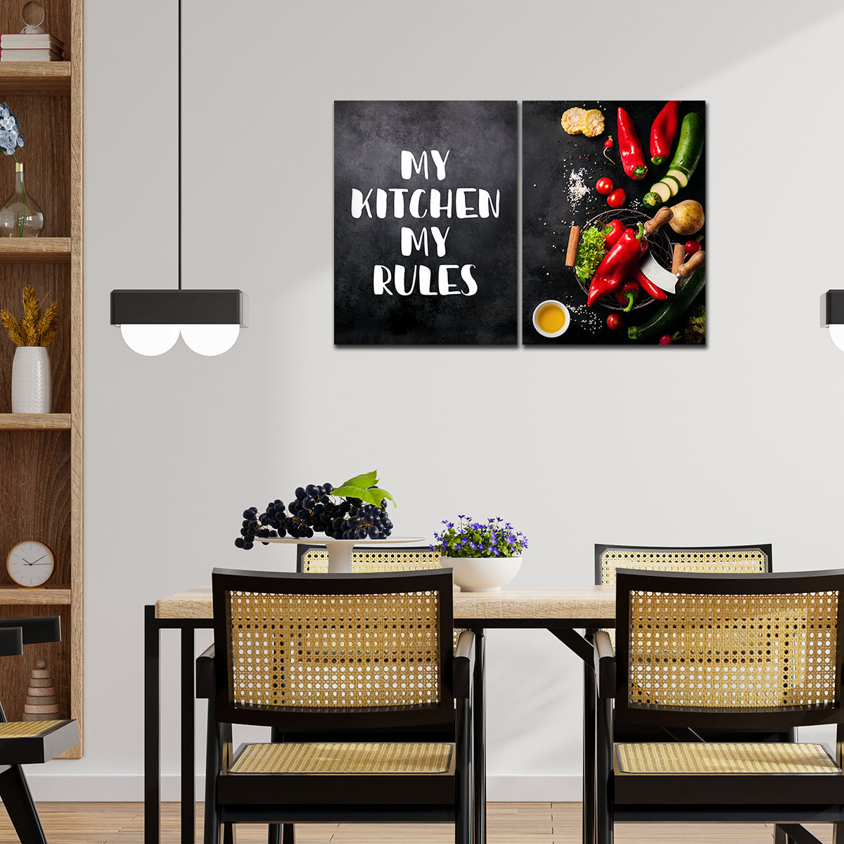 Premium 2 Pieces Wall Painting of Kitchen's Quotes with Vegetable ...