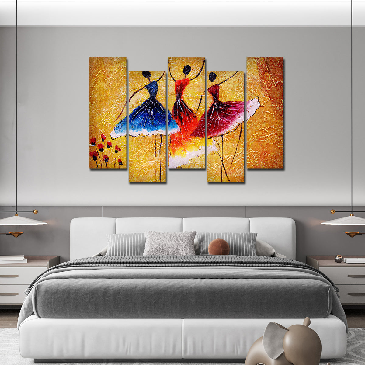 Premium 5 Pieces Wall Painting of Three Women doing Spanish Dance