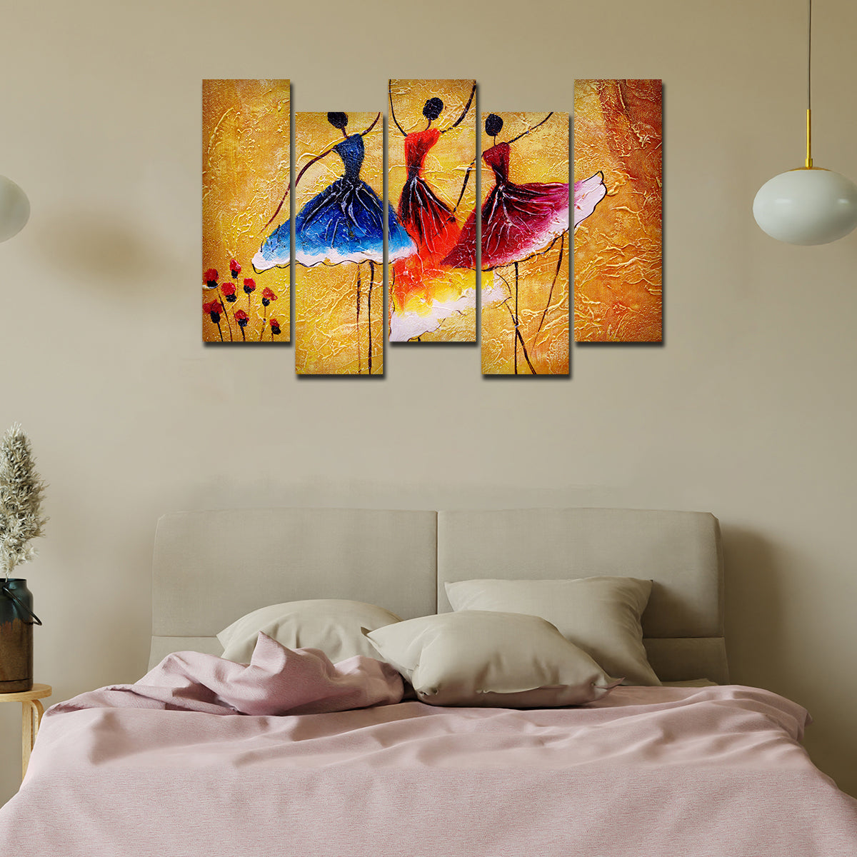 Premium 5 Pieces Wall Painting of Three Women doing Spanish Dance