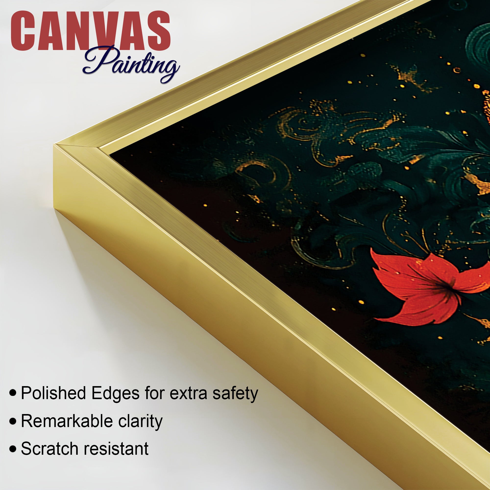 Premium Artistic Lord Ganesha Floral Exclusive Art Canvas Wall Painting for Home & Office Spaces – Modern Religious Wall Art