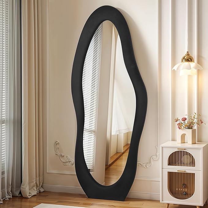 Premium Artistic Modern Asymmetrical Full Length Standing Mirror for Home & Studio – Luxury Floor Mirror