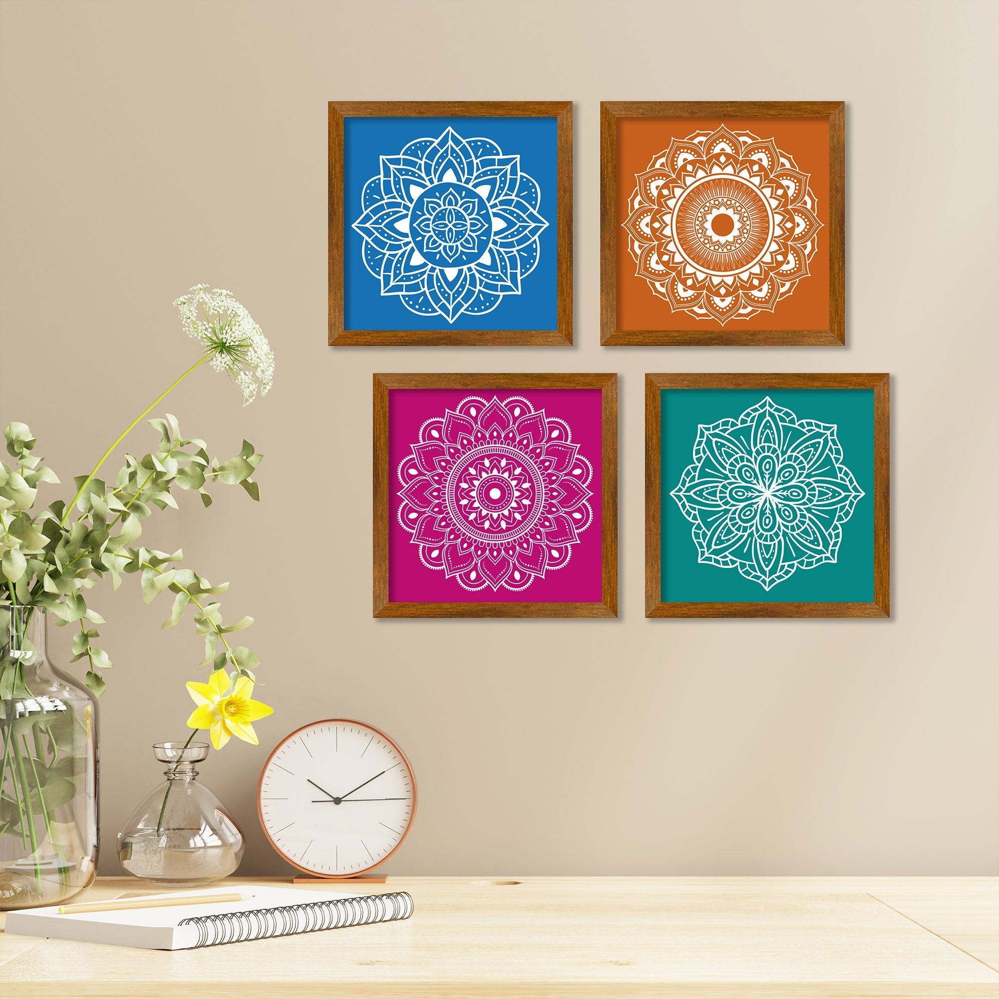 Premium Artistic Pattern Mandala Art Wall Frame Set of Four