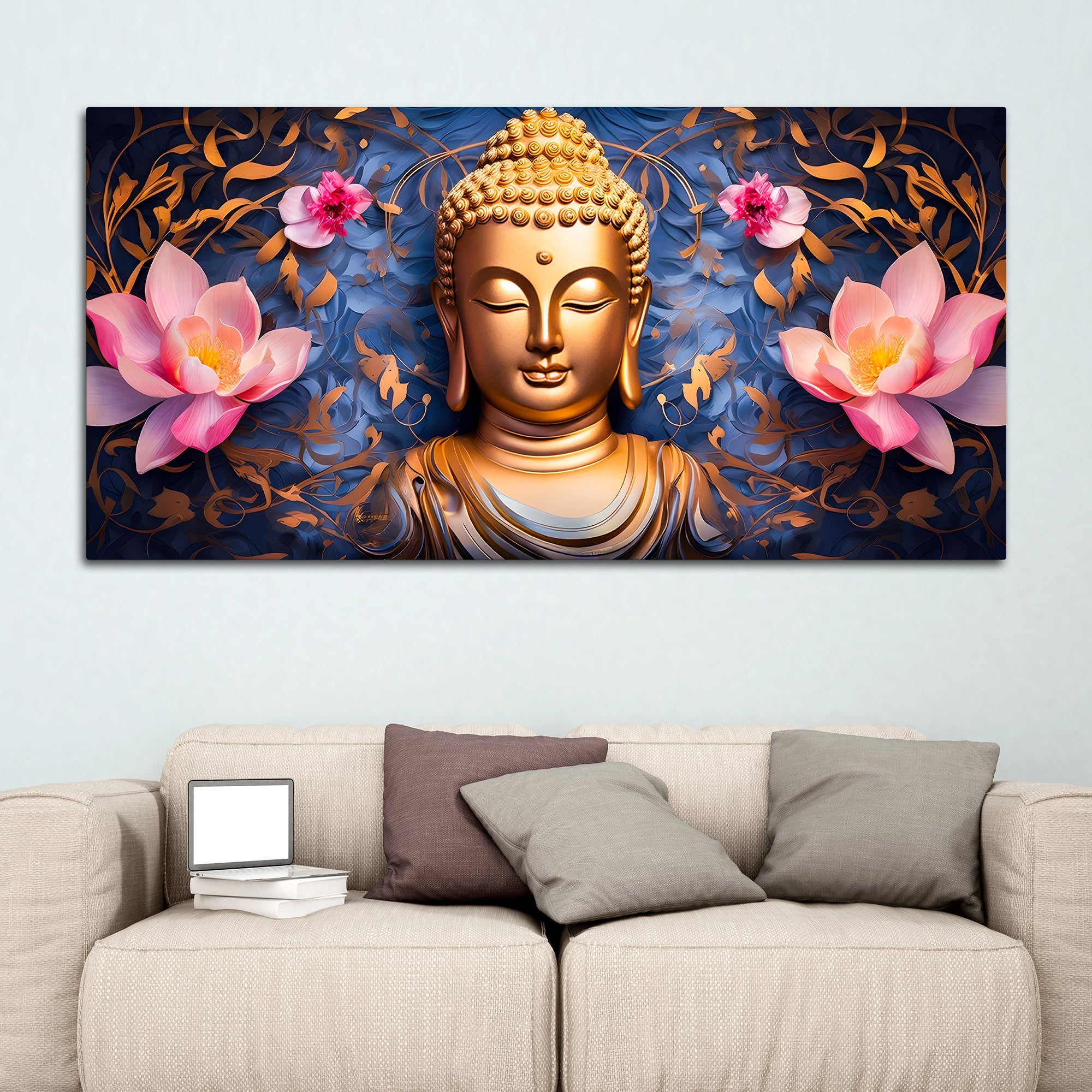 Premium Buddha Wall Painting for Bedroom Decoration