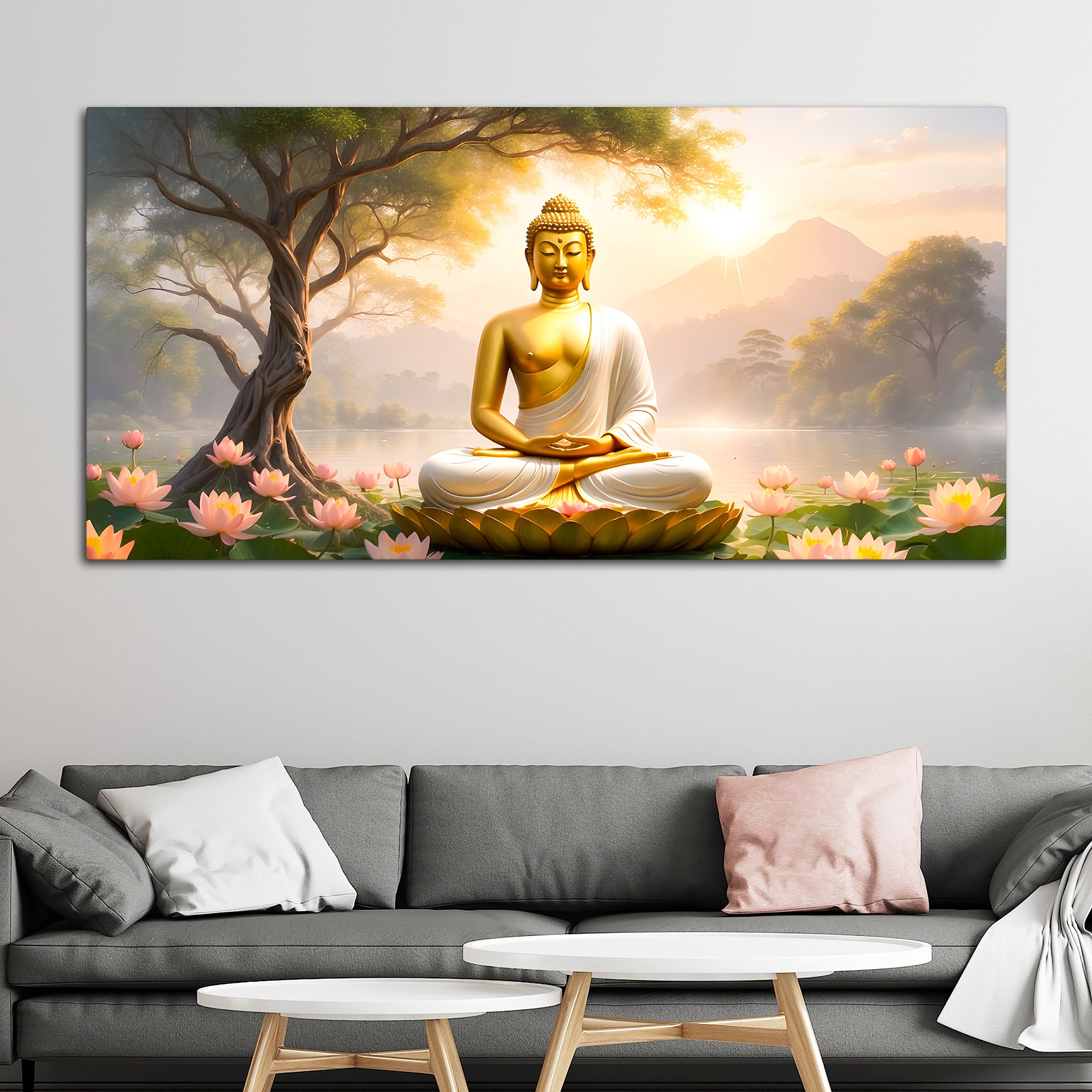 Premium Calm Buddha Wall Canvas Painting for Bedroom & Living Room