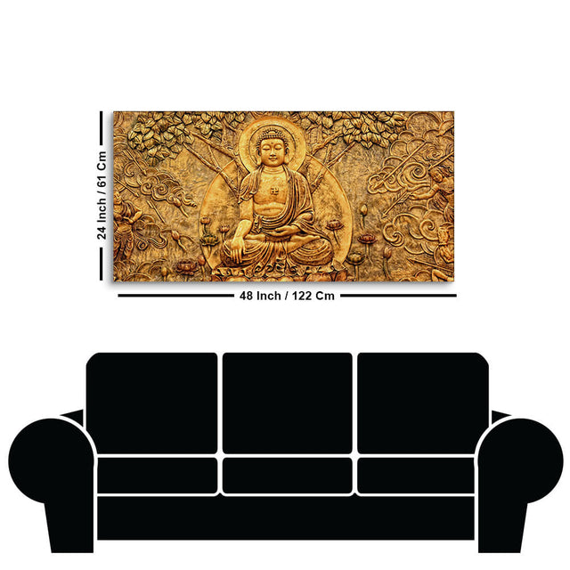 Premium Canvas Wall Painting of Lord Buddha Sculpture