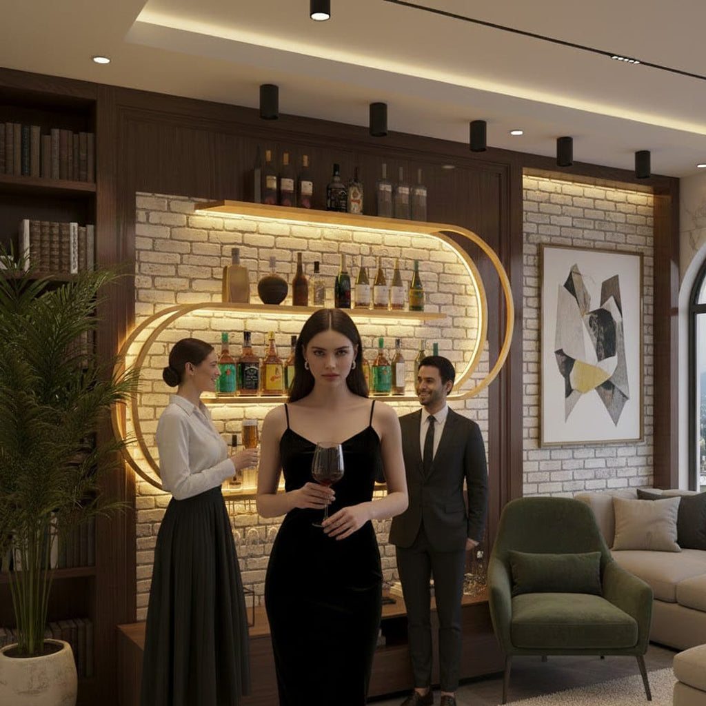 Premium Designer Bar Wall Shelf with LED Light