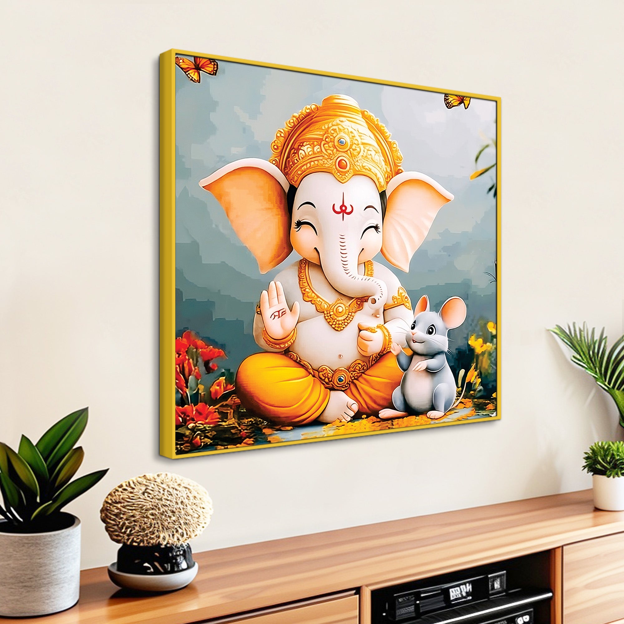 Premium Ganpati Bappa Wall Art Painting for Bedroom & Living Room