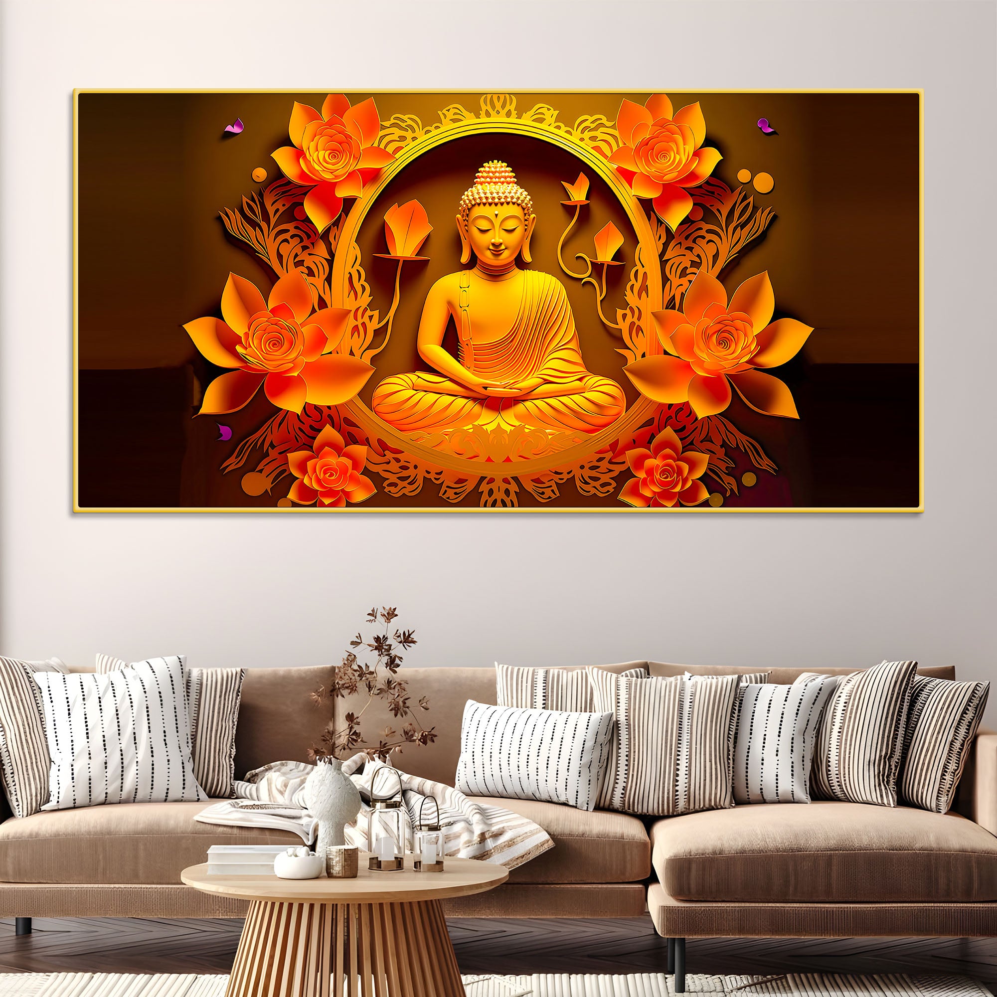 Premium Gautam Buddha Wall Painting for Spiritual Home Decoration