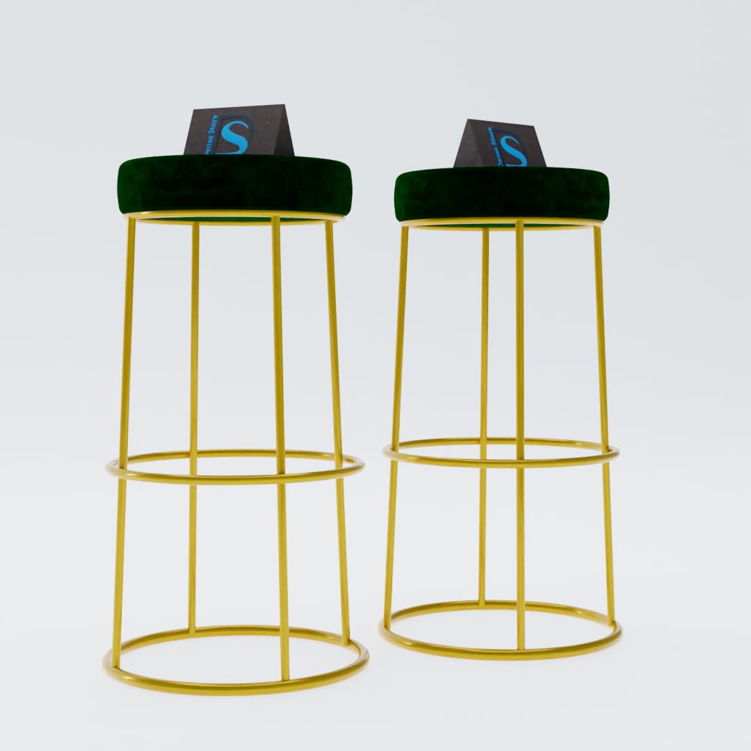 Premium Green Velvet Bar Lounge Chair with Golden Frame