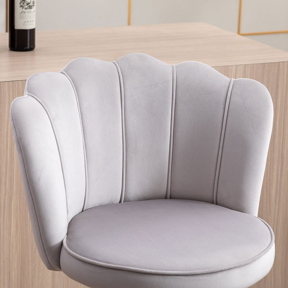 Premium Grey Velvet Lounge Bar Stools with Glamorous Golden Frame