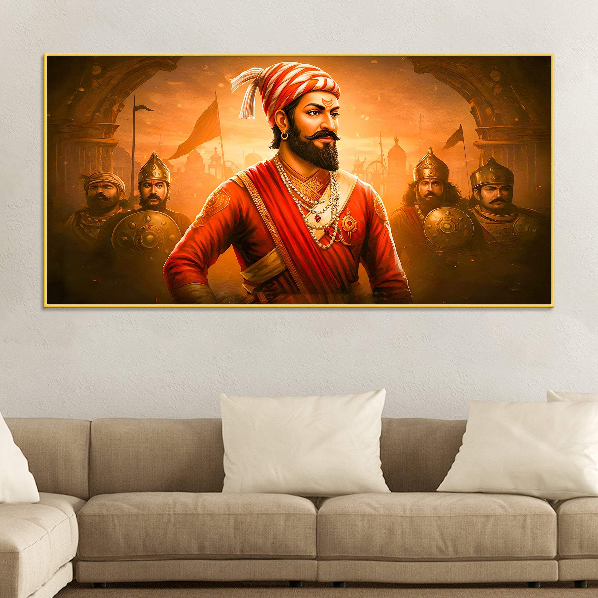 Premium Indian Shivaji Maharaj Canvas Painting