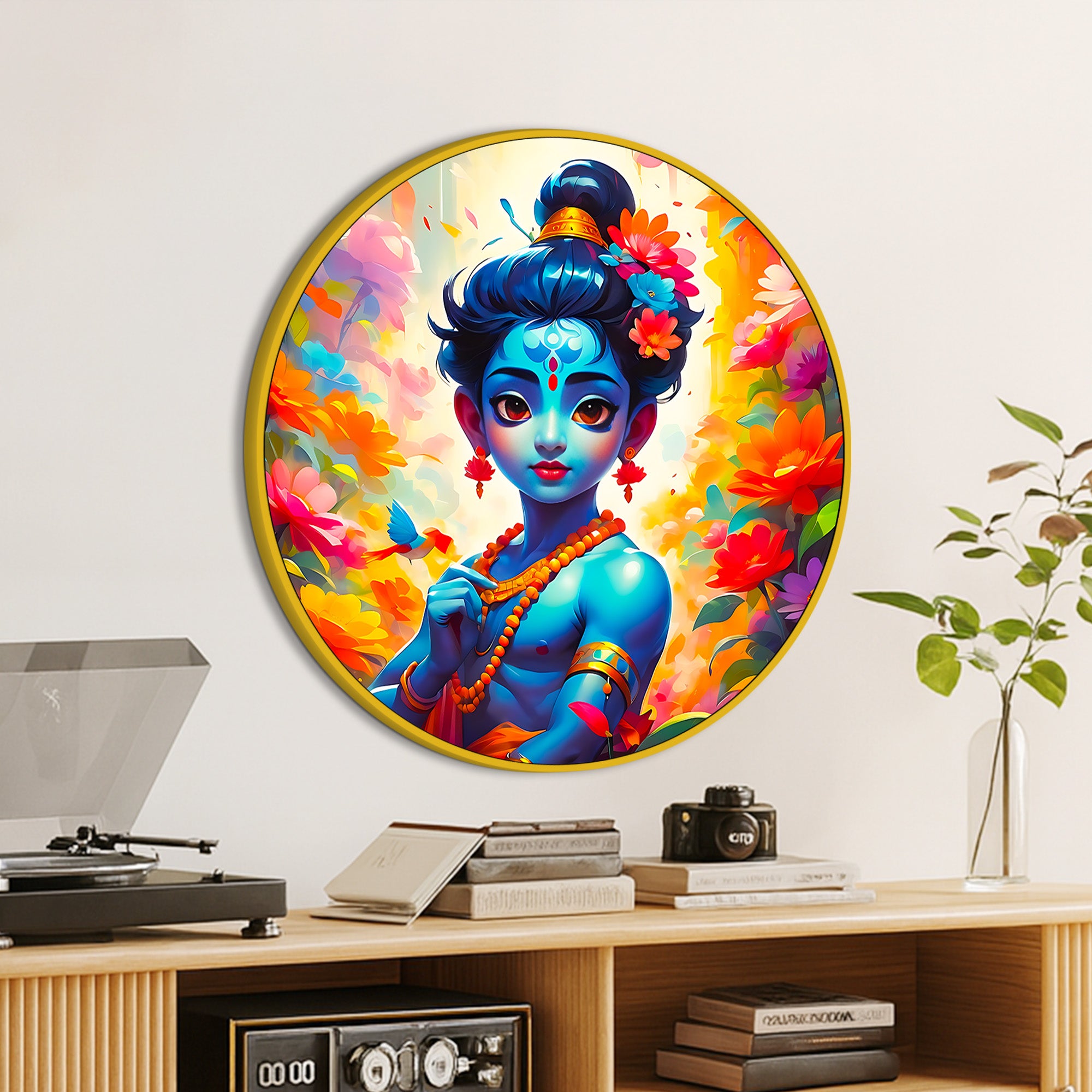 Premium Krishna Round Painting for Wall