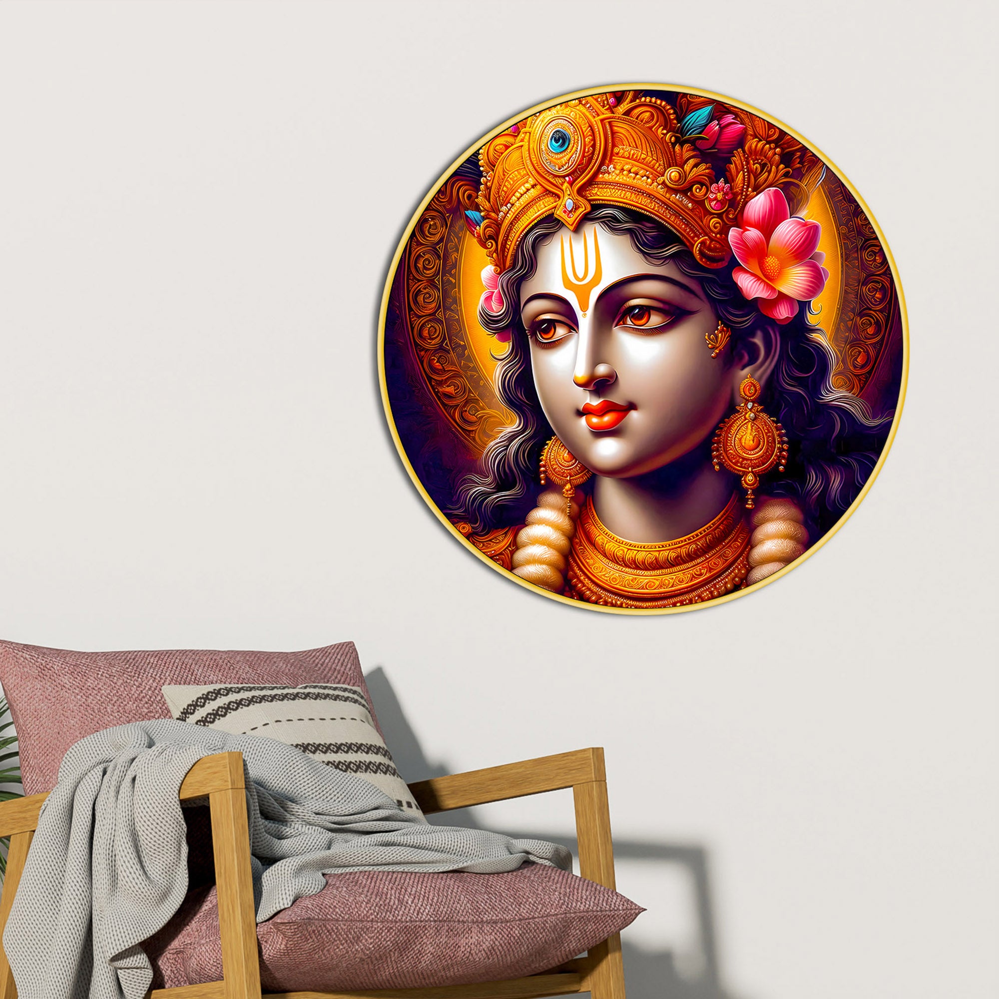 Premium Krishna Round Wall Painting for Home