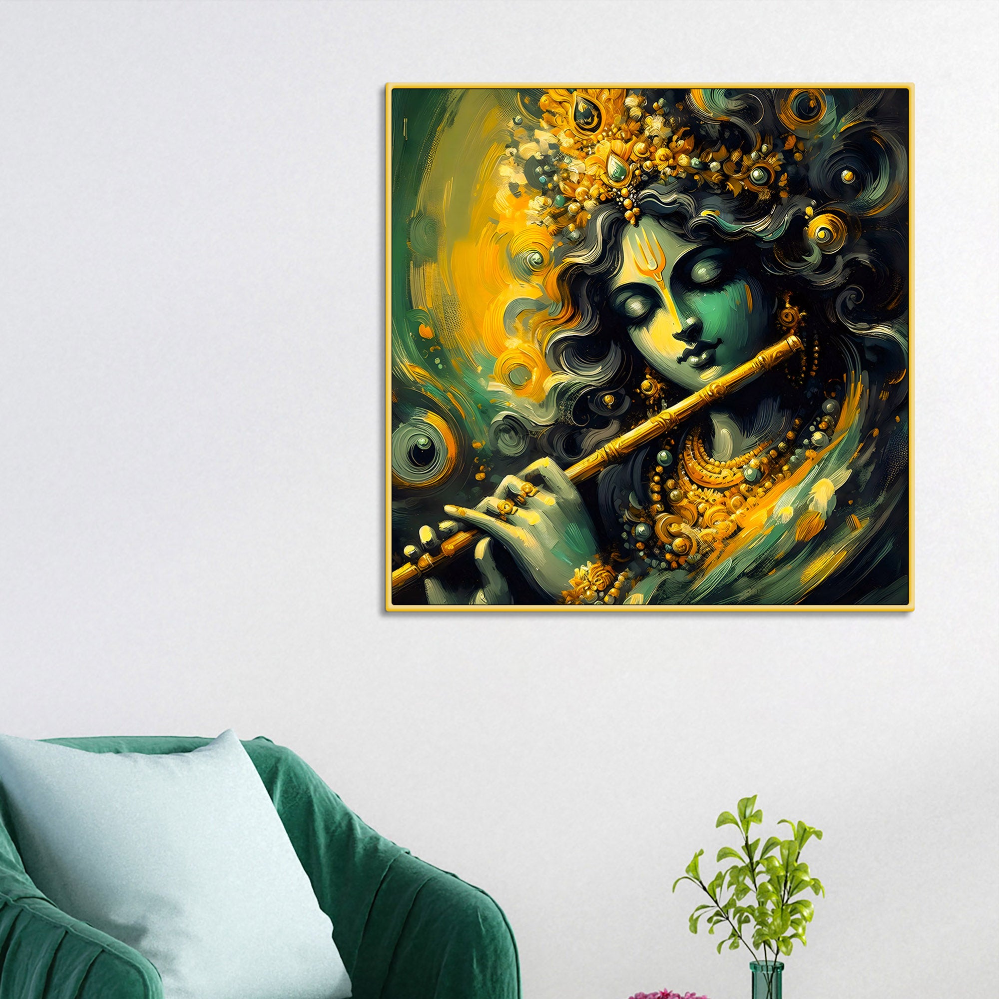 Premium Lord Krishna Canvas Wall Painting for Living Room & Office