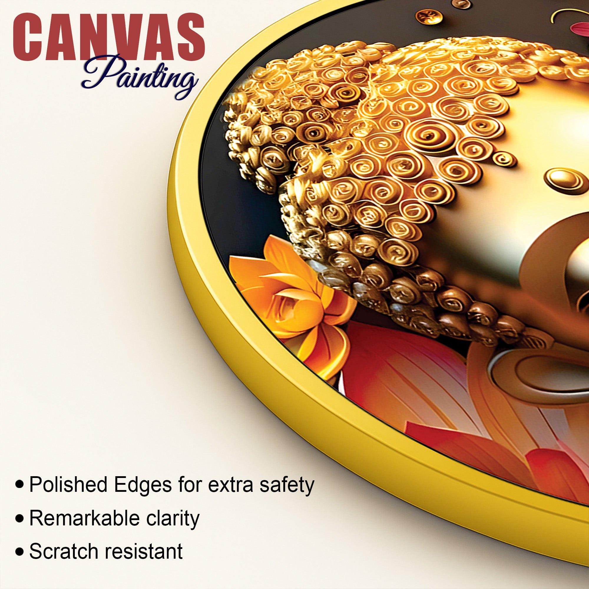 Premium Luxury Round Buddha Canvas Painting