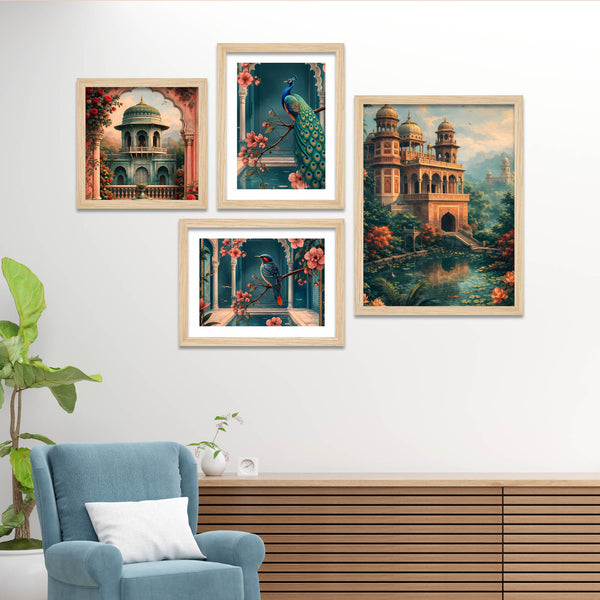 premium-palace-and-nature-art-wall-frame-set-of-four