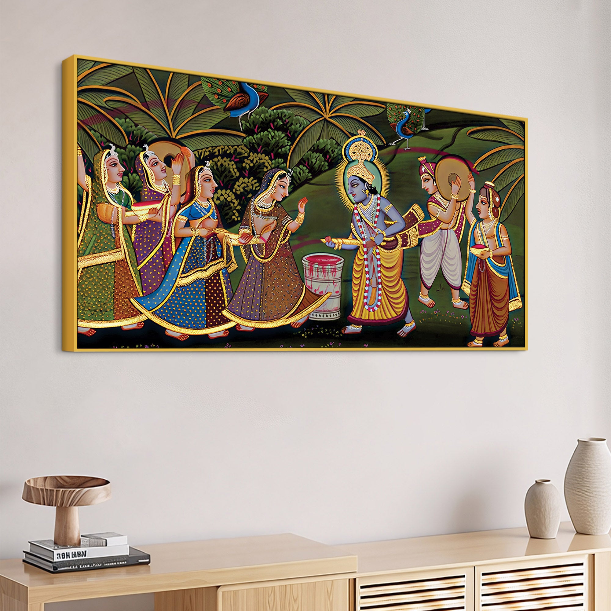 Premium Pichwai Krishna Holi Wall Painting