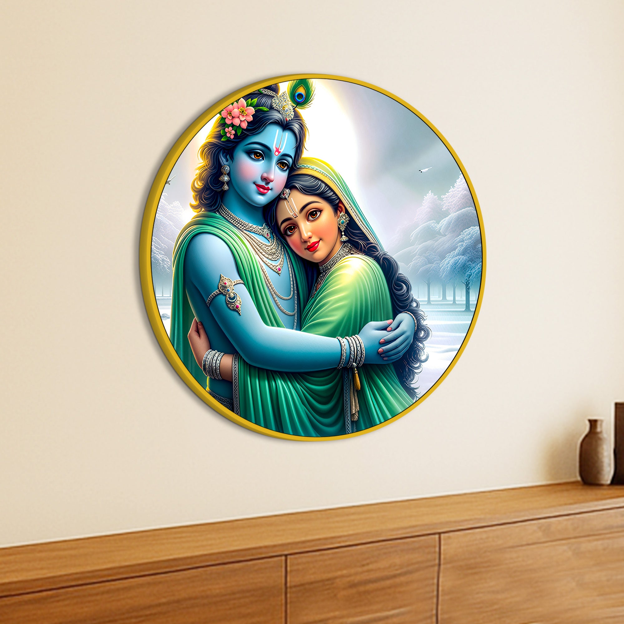 Premium Radha Krishna Round Wall Painting for Home