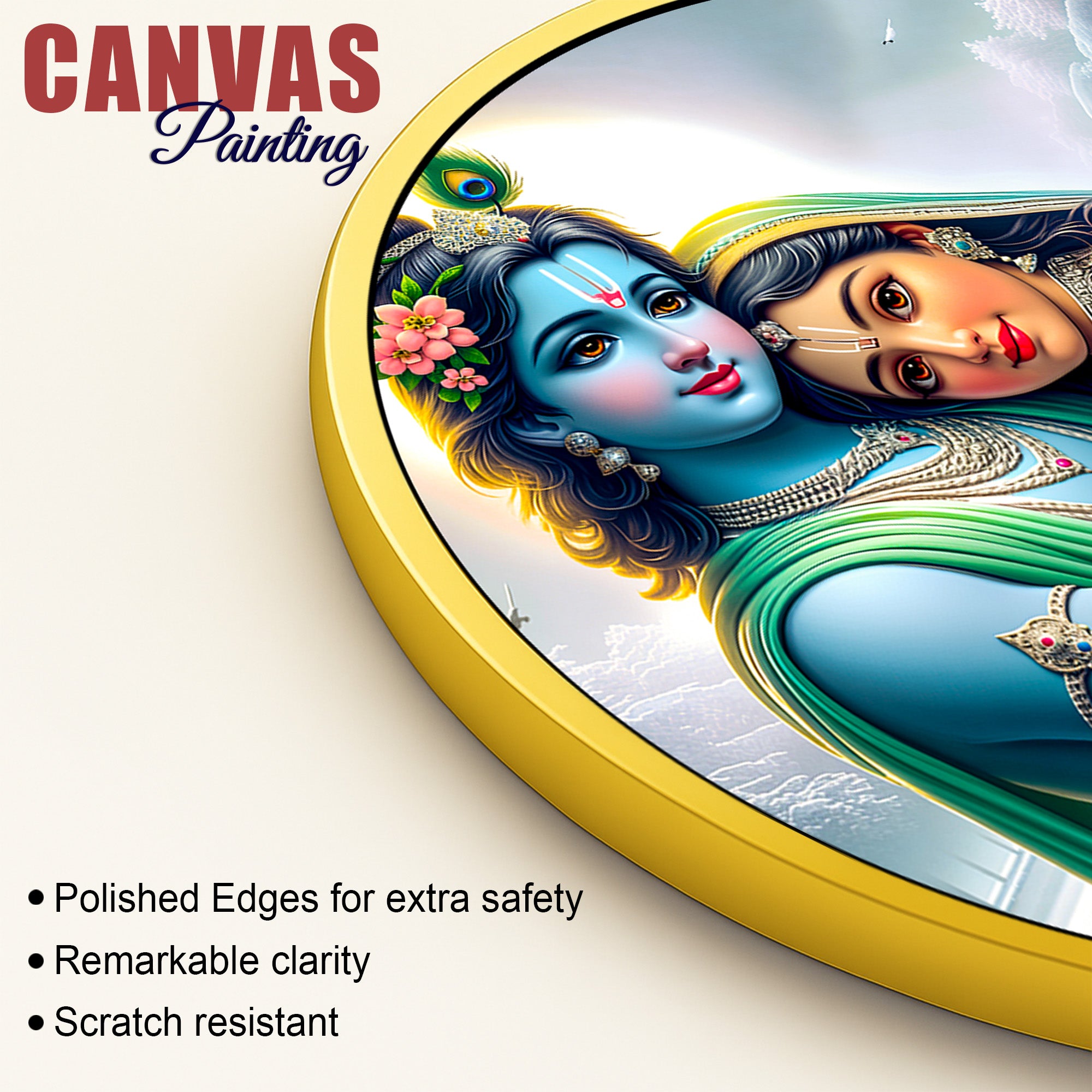 Premium Radha Krishna Round Wall Painting for Home