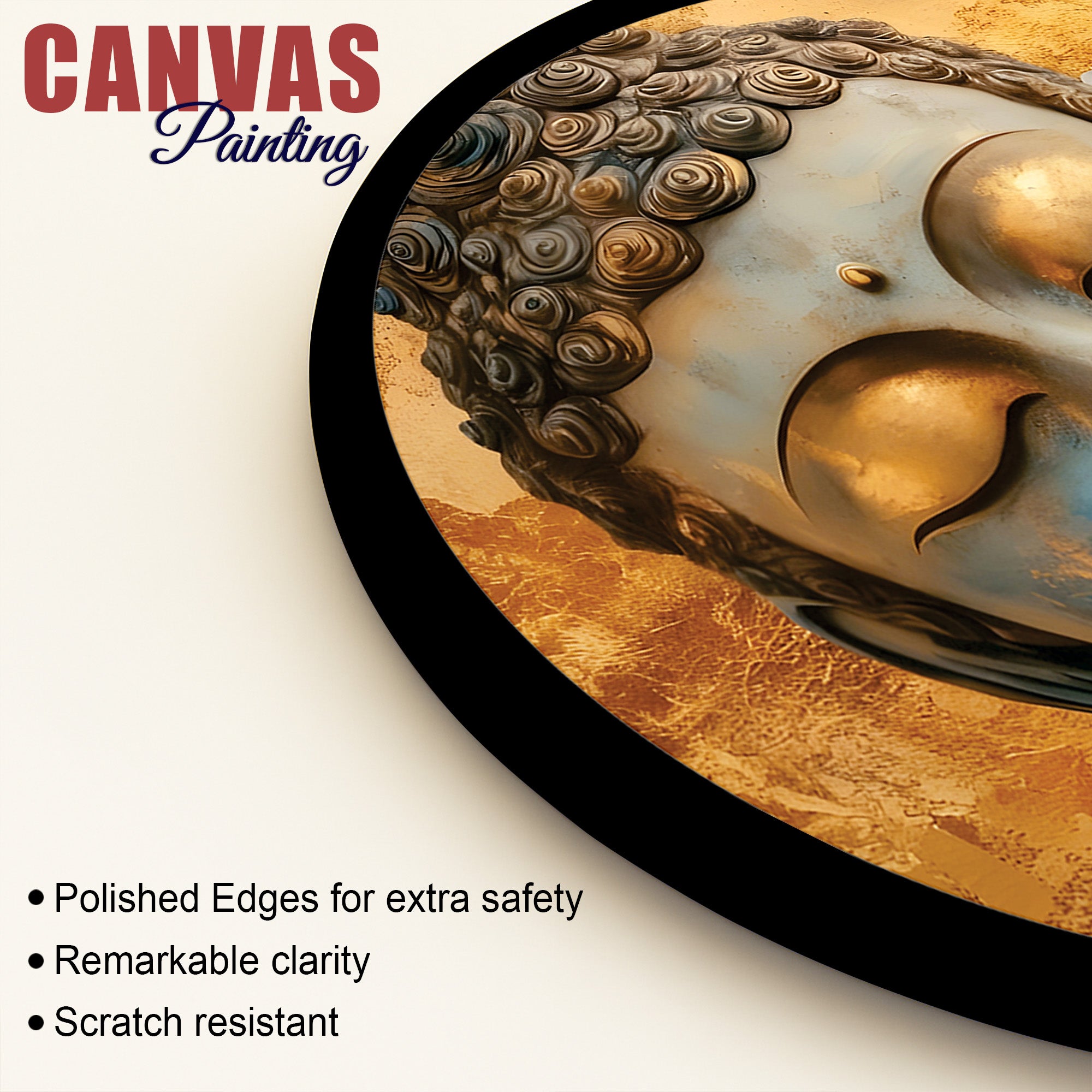 Premium Round Canvas Buddha Painting for Home & Office